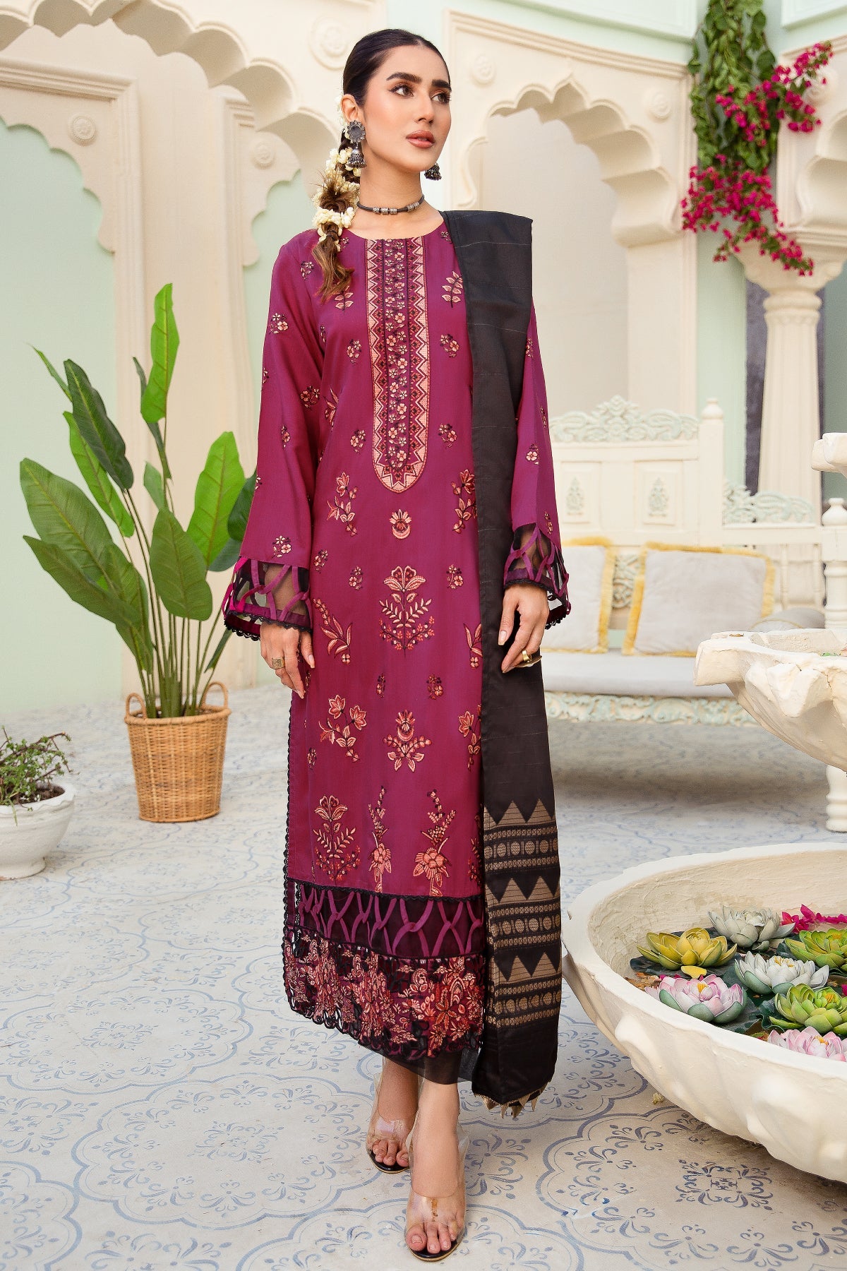 viscose Unstitched in Magenta