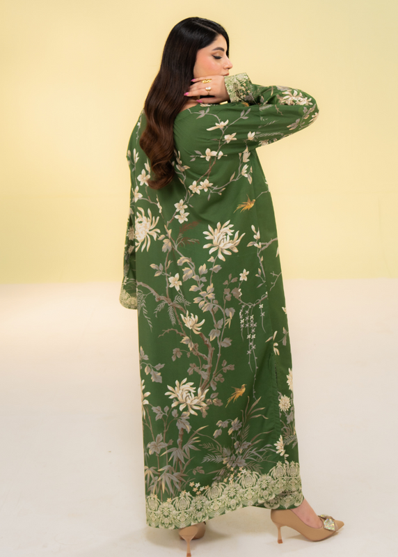 poly lawn Kaftan in Olive green