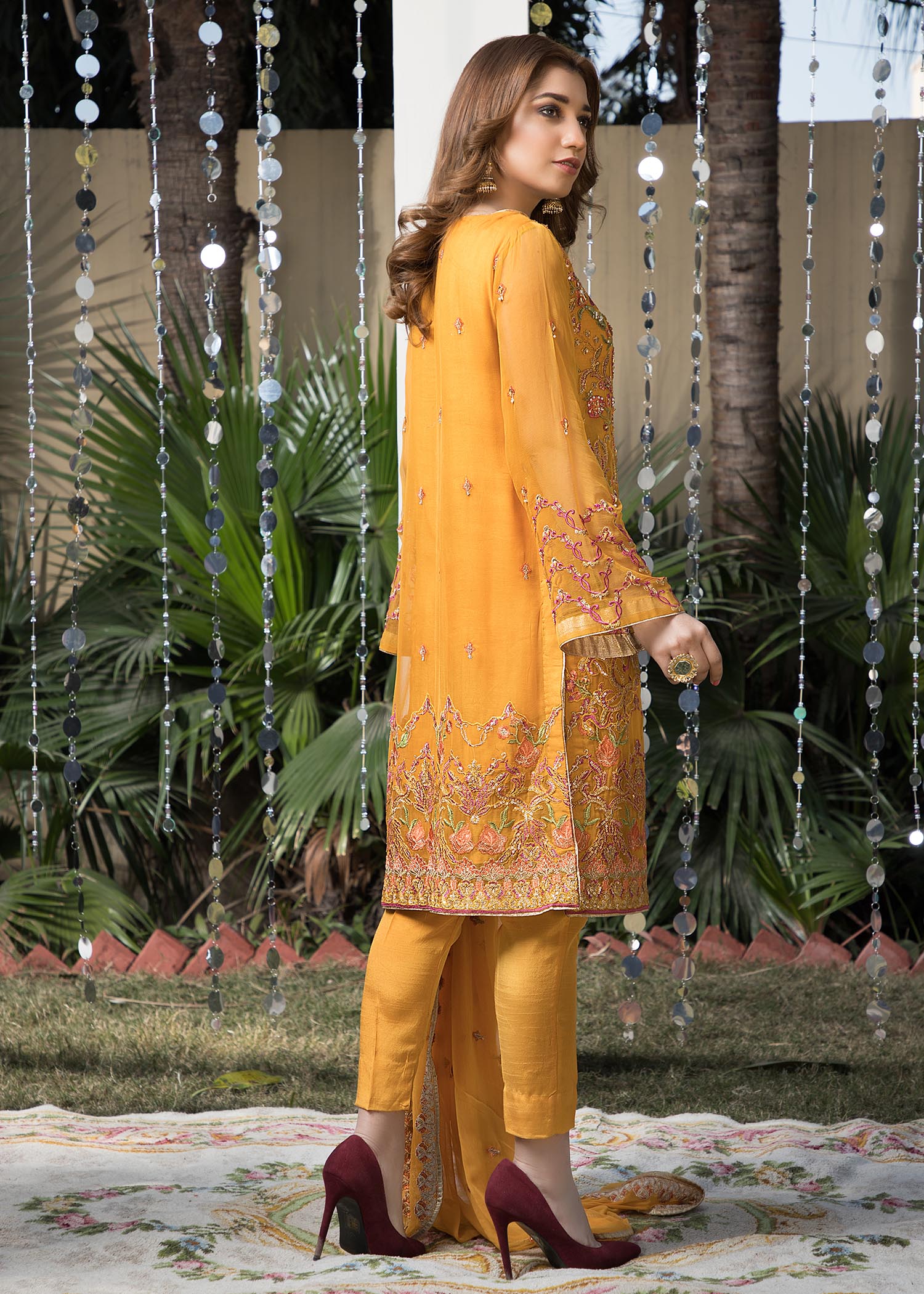 chiffon Unstitched in Mustard