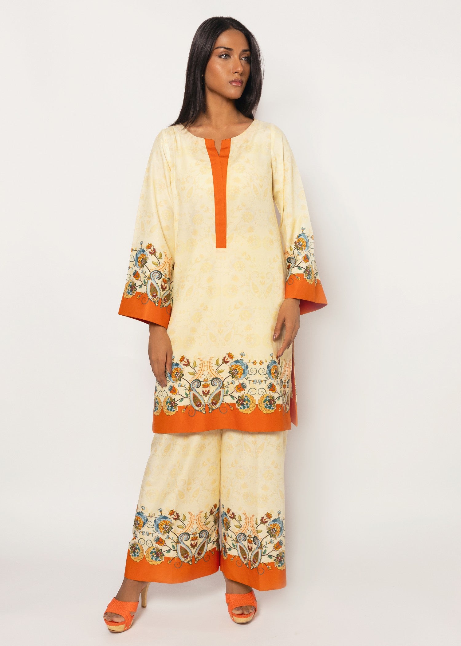 silk Kurta Set in Butter