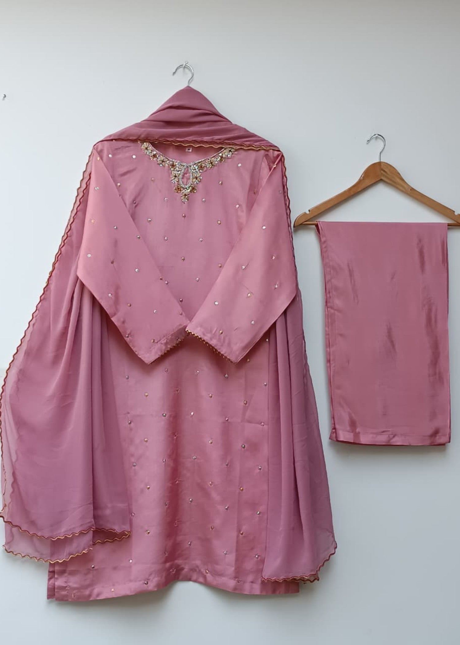 tussar silk Kurta Set in Pink