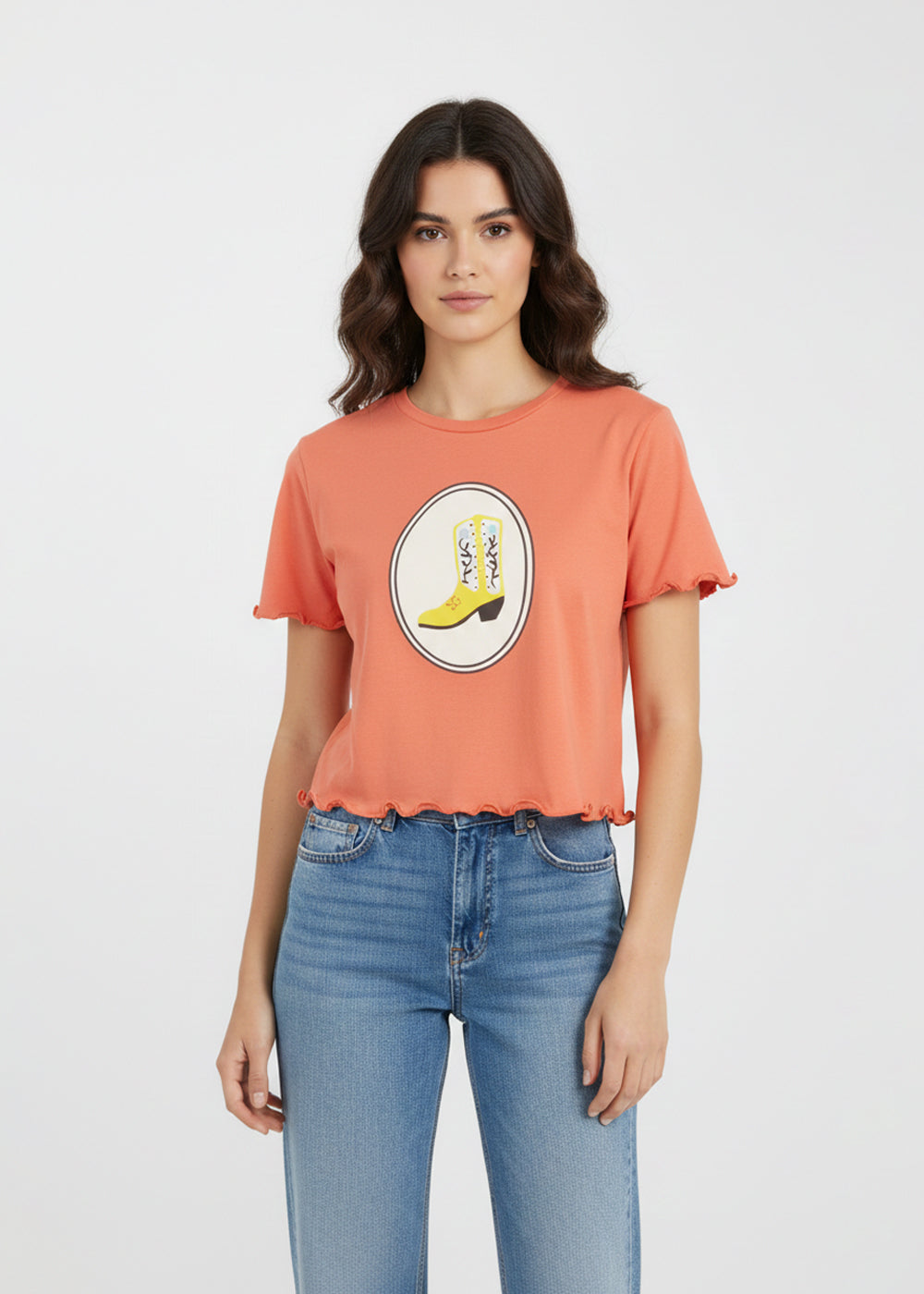 cotton T Shirt in Coral pink