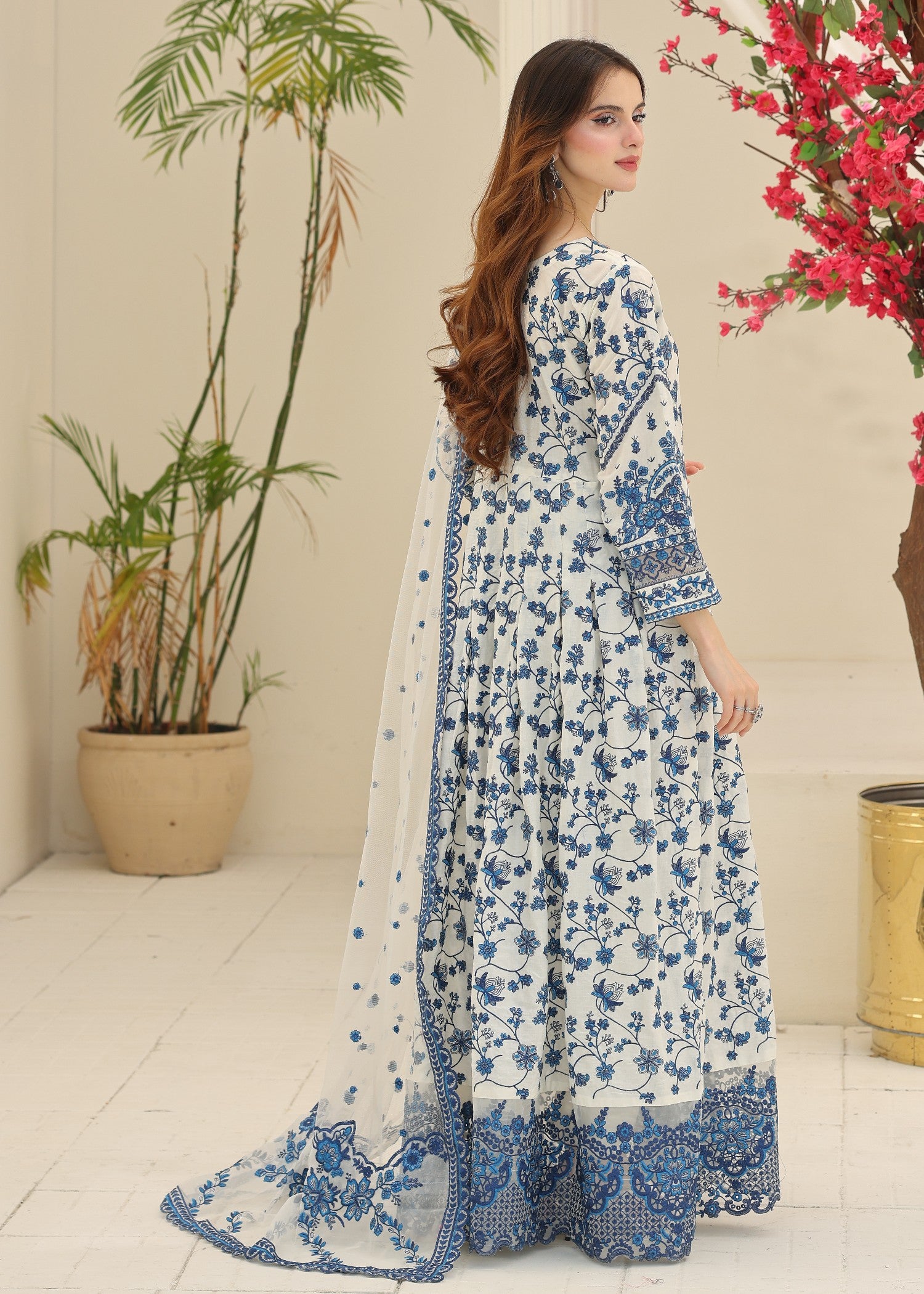 lawn Pishwas in White