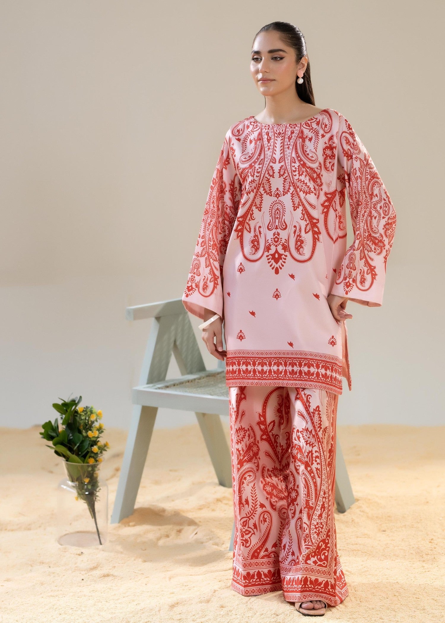 satin silk Co Ord Sets in Tea rose pink