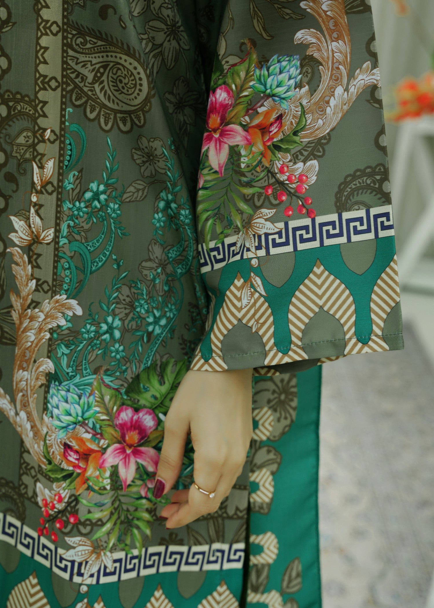 pk raw silk Kurta Set in Sage green, olive green