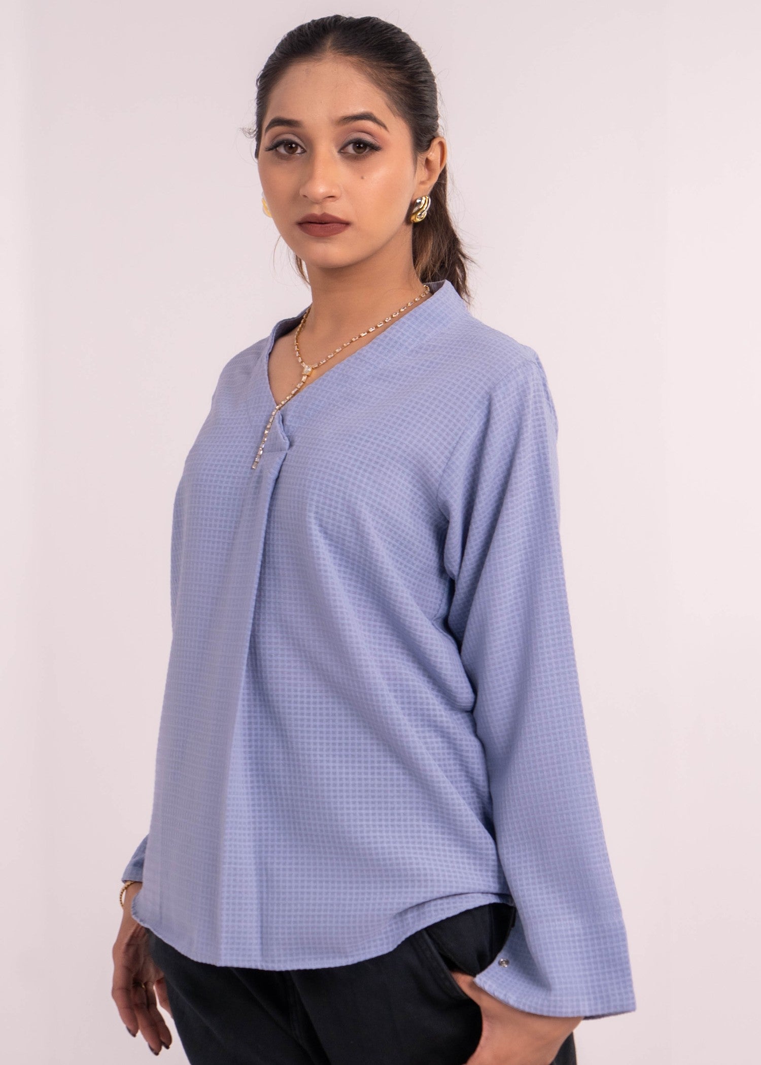 georgette Top in Frost blue