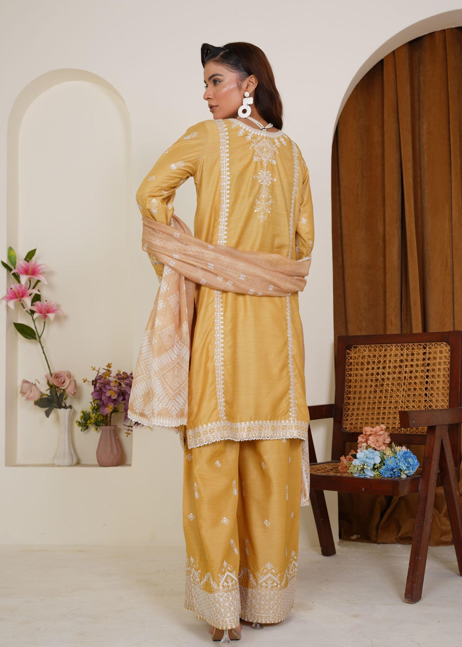 viscose Kurta Set in Mustard, goldenrod