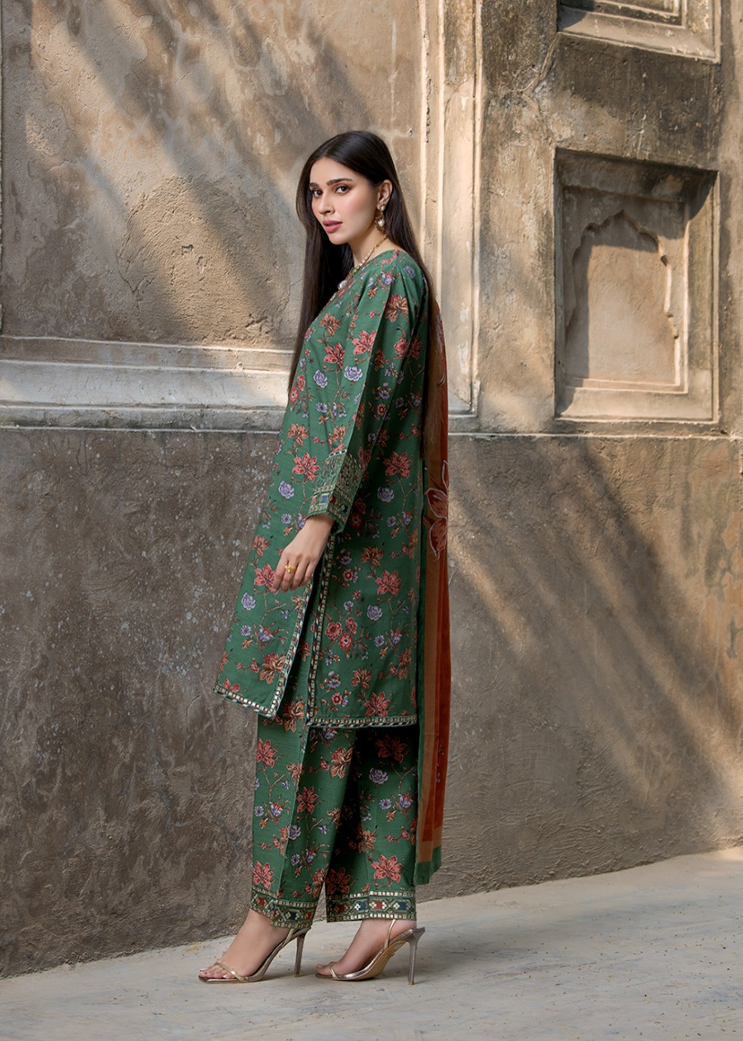 khaddar Kurta Set in Sea green