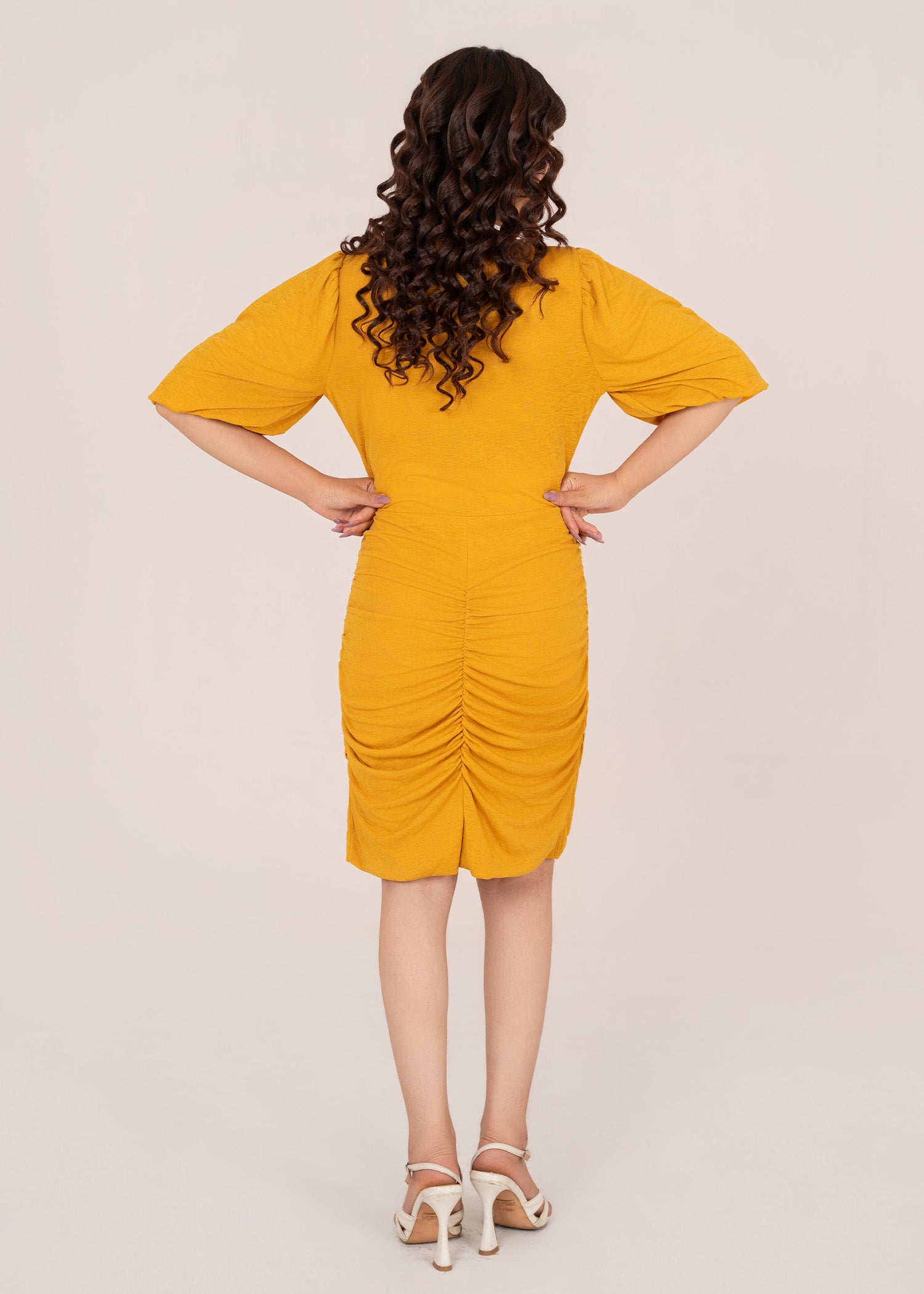 polyester-silk blend Dress in Mustard