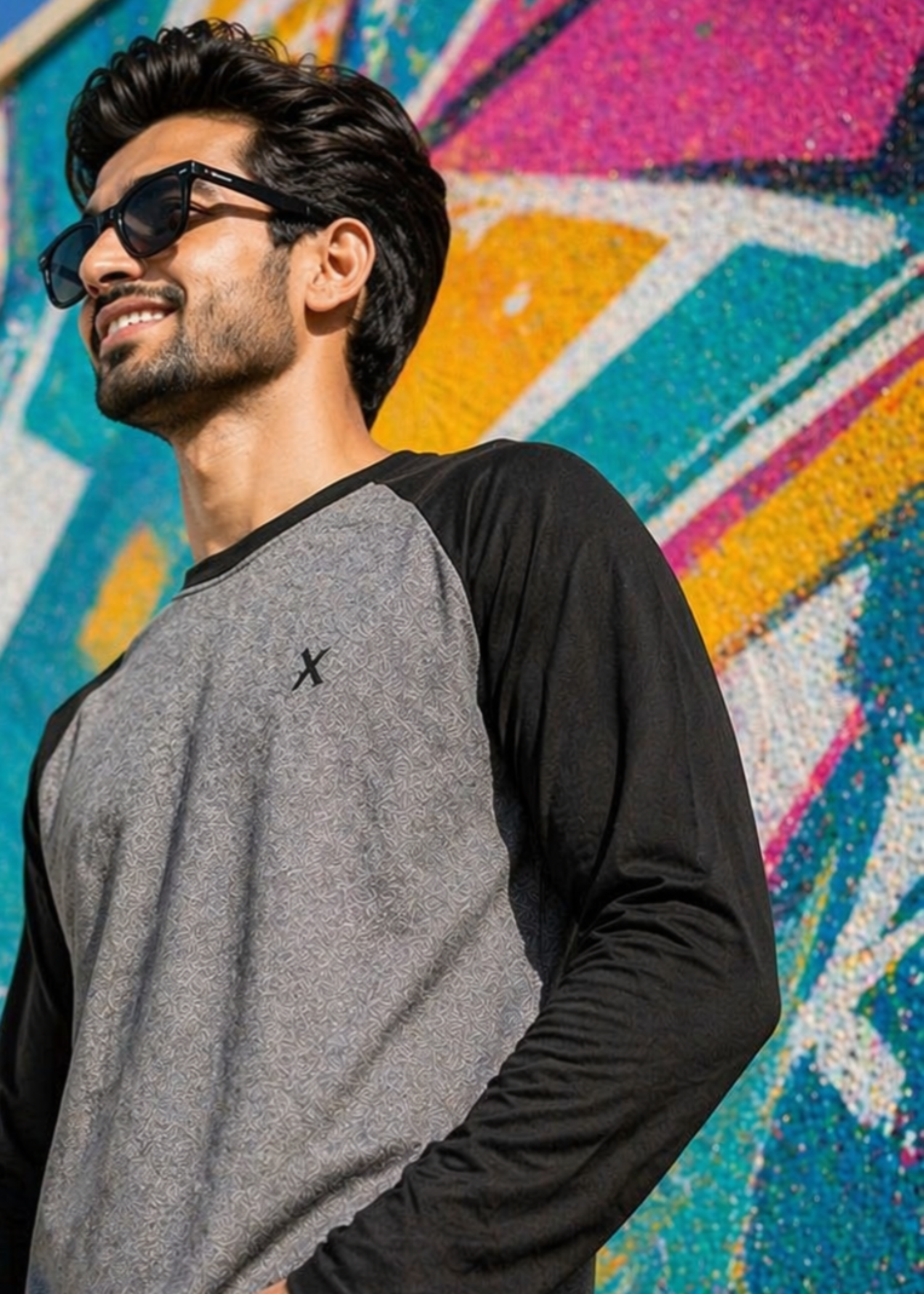 single jersey knit T Shirt in Black, grey