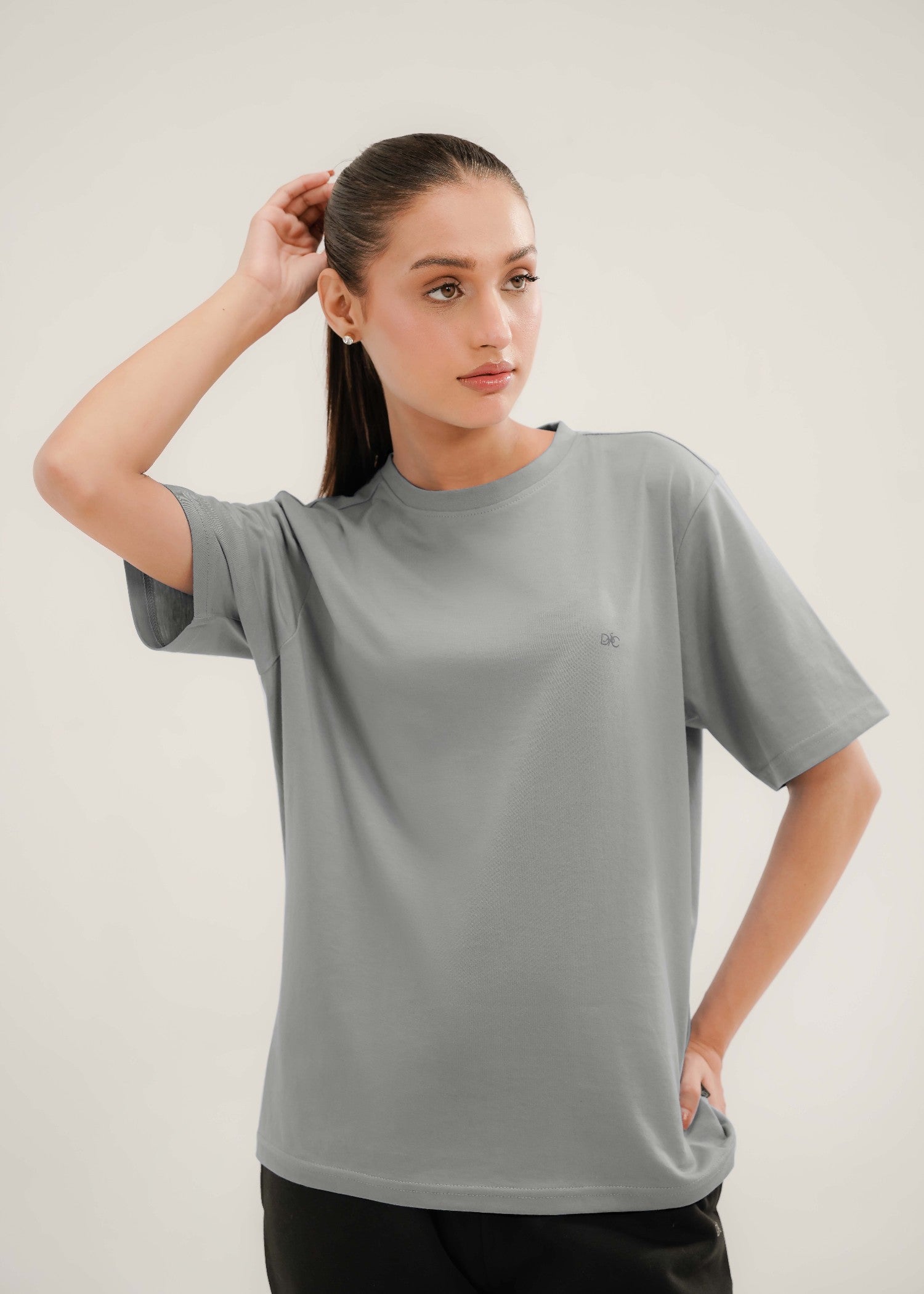 cotton T Shirt in Silver