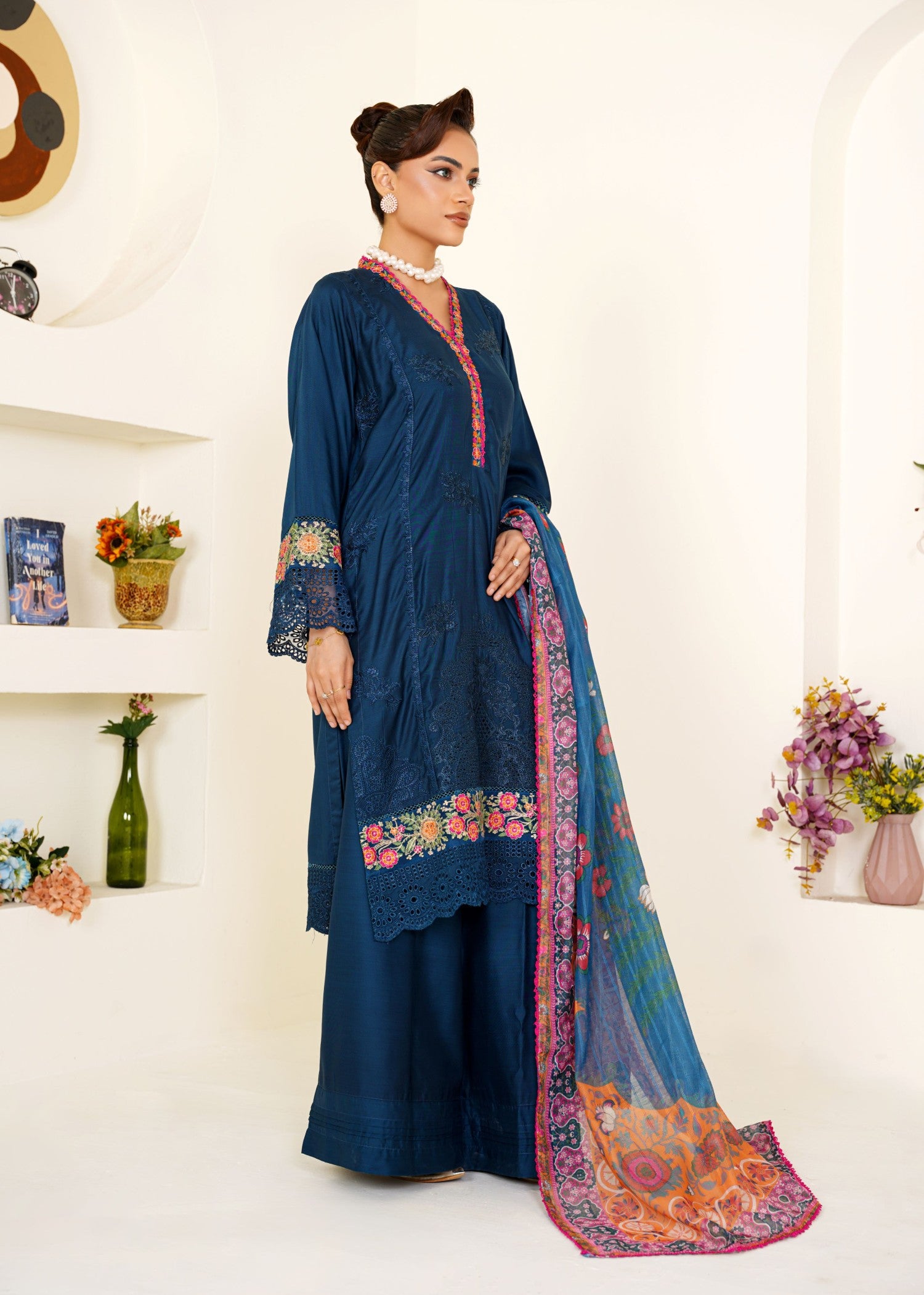 viscose Kurta Set in Midnight blue