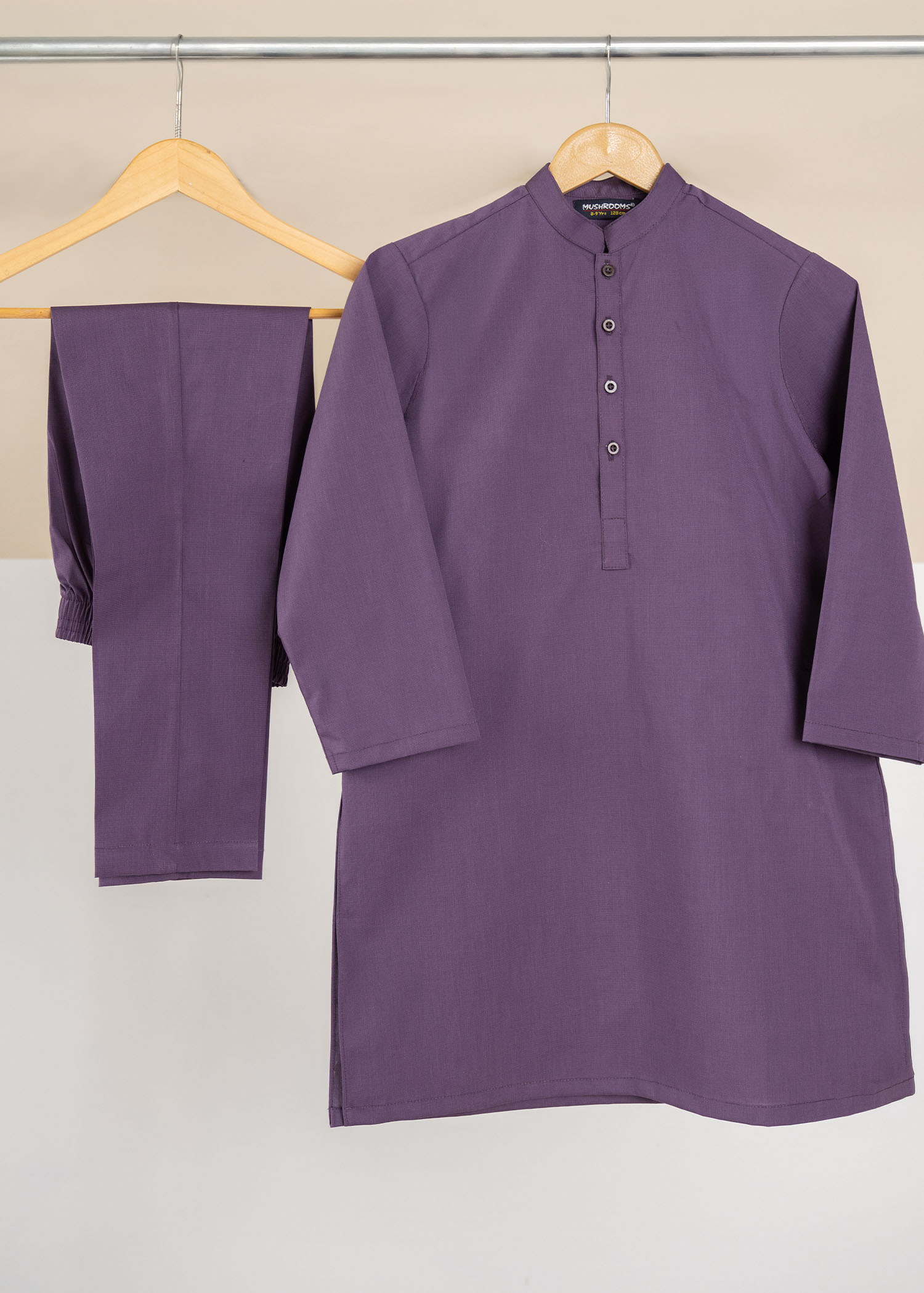 chambray Kurta Set in Plum