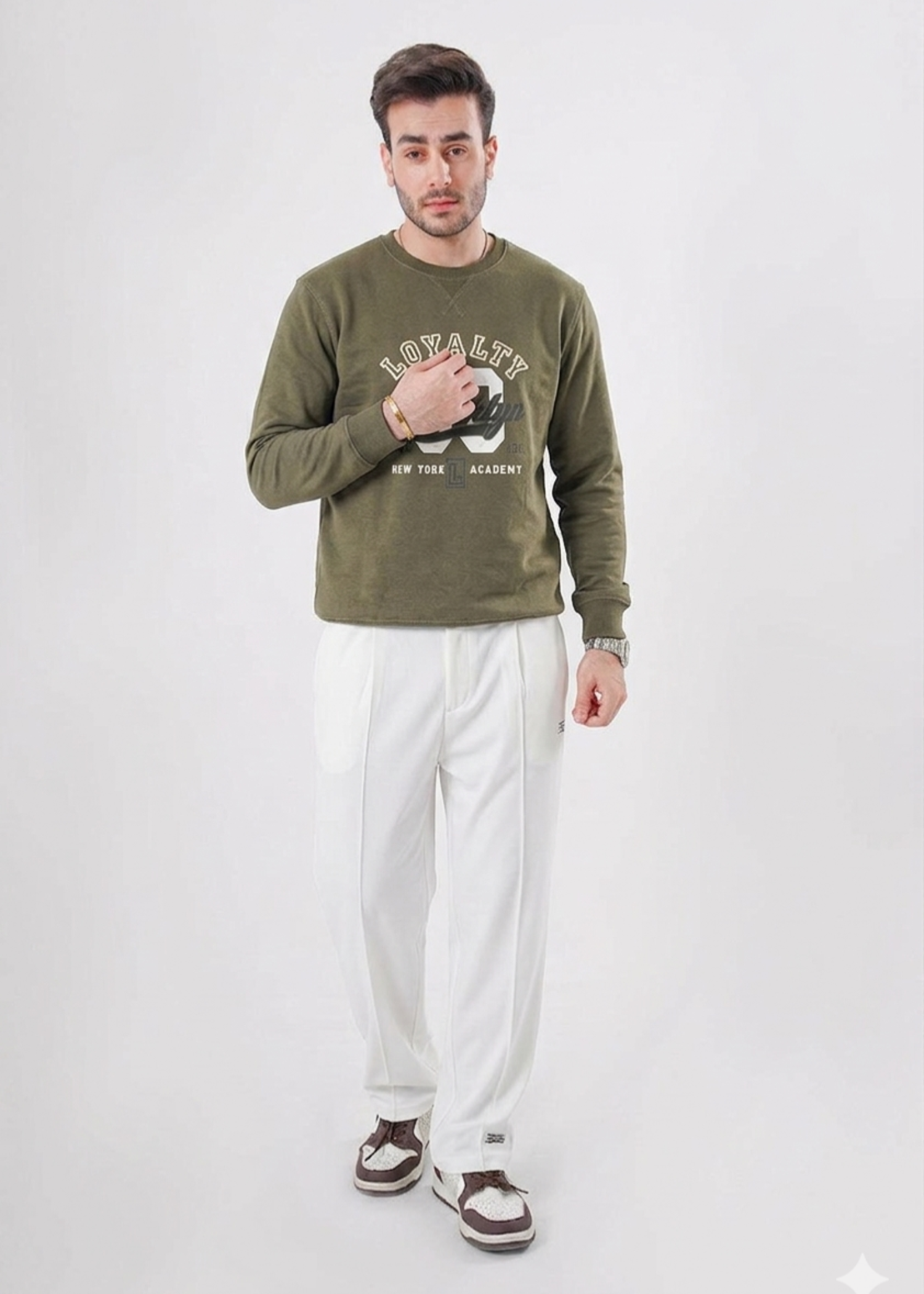 fleece Sweatshirt in Olive green