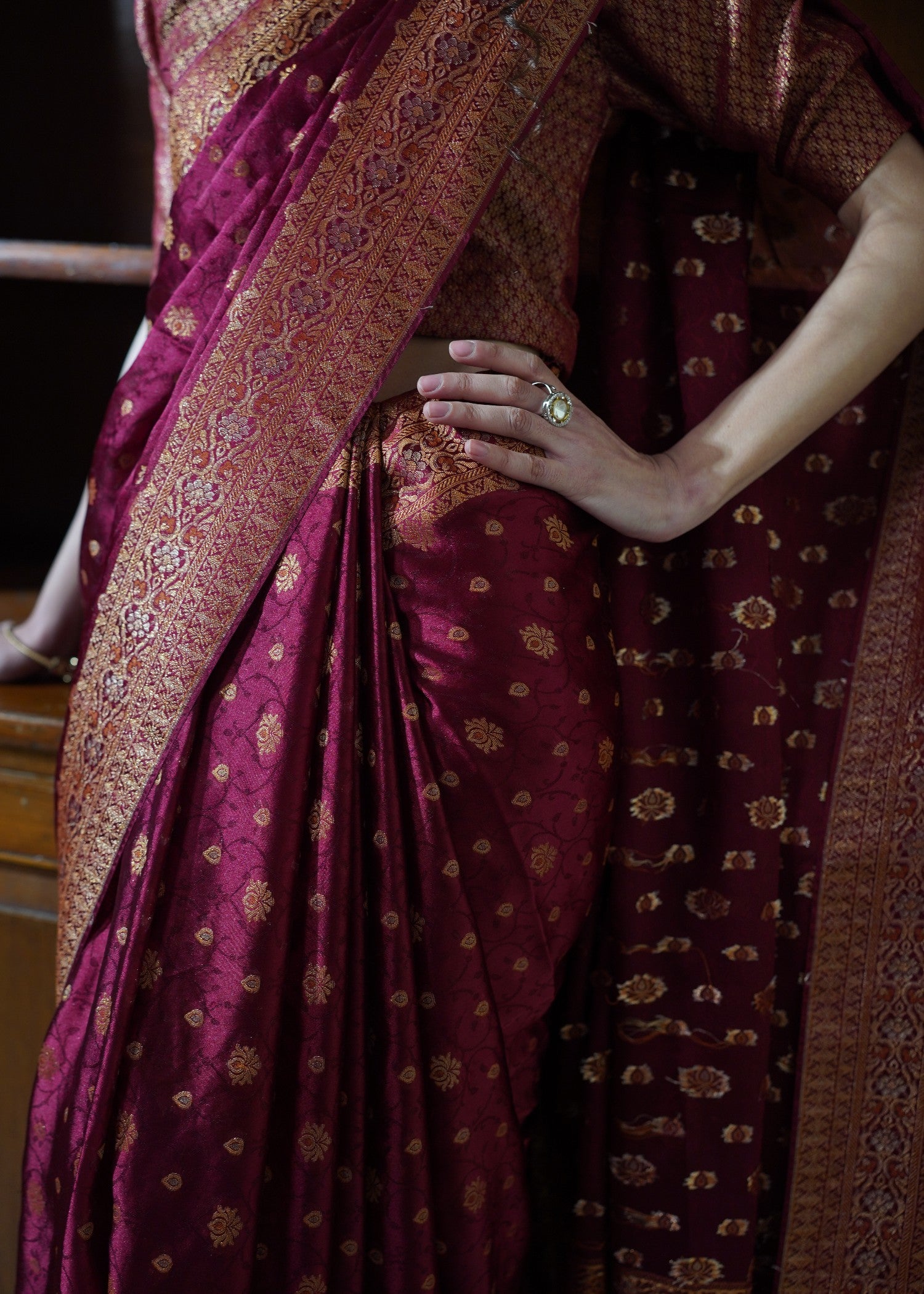 banarsi silk Saree in Maroon