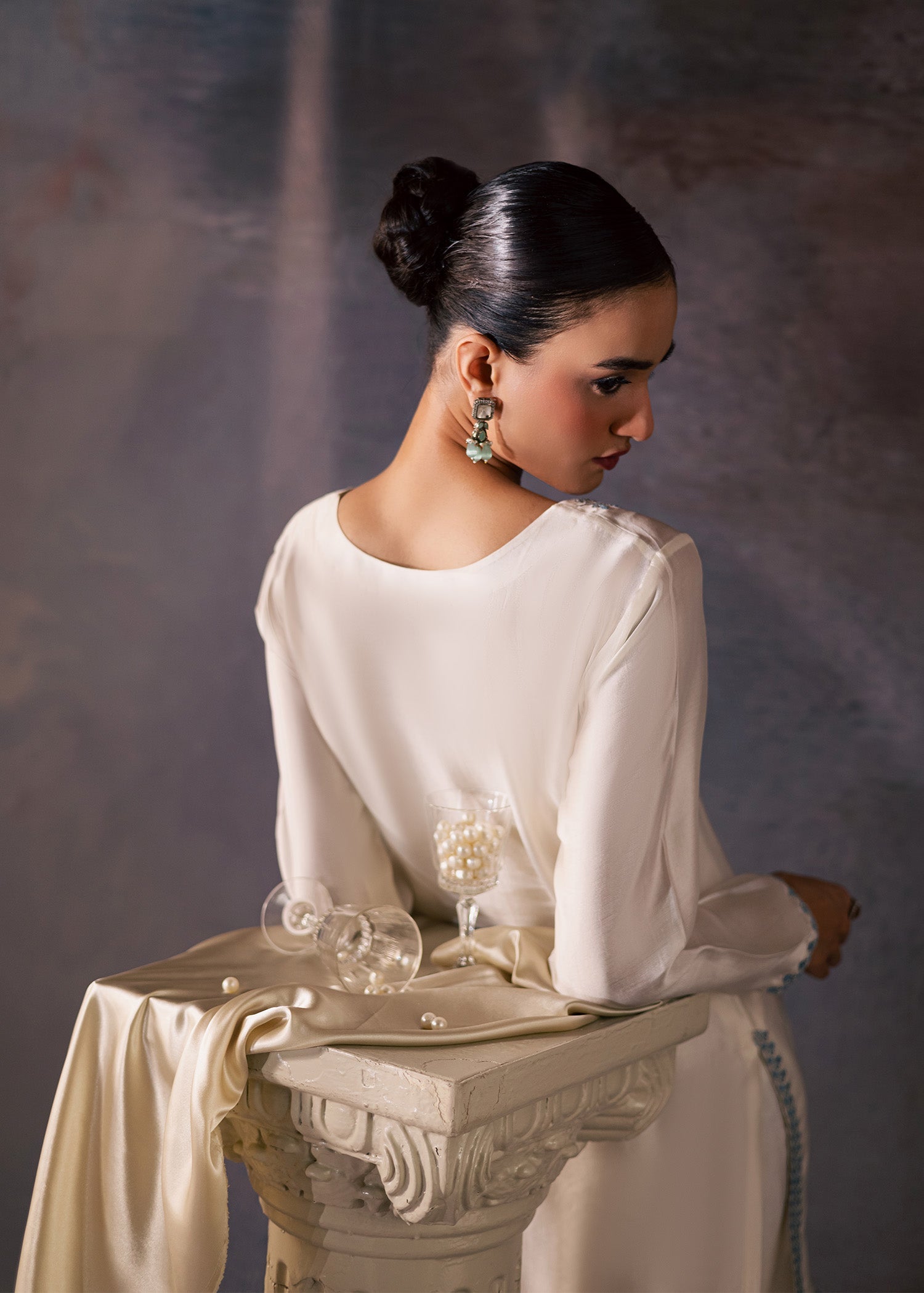 thai silk Kurta Set in Ivory