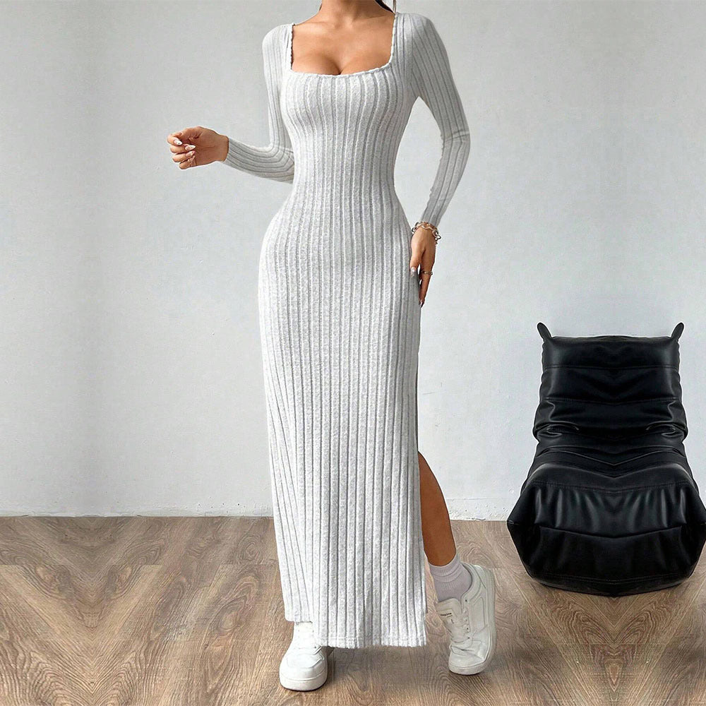 Women's Simple Square Collar Backless Dress