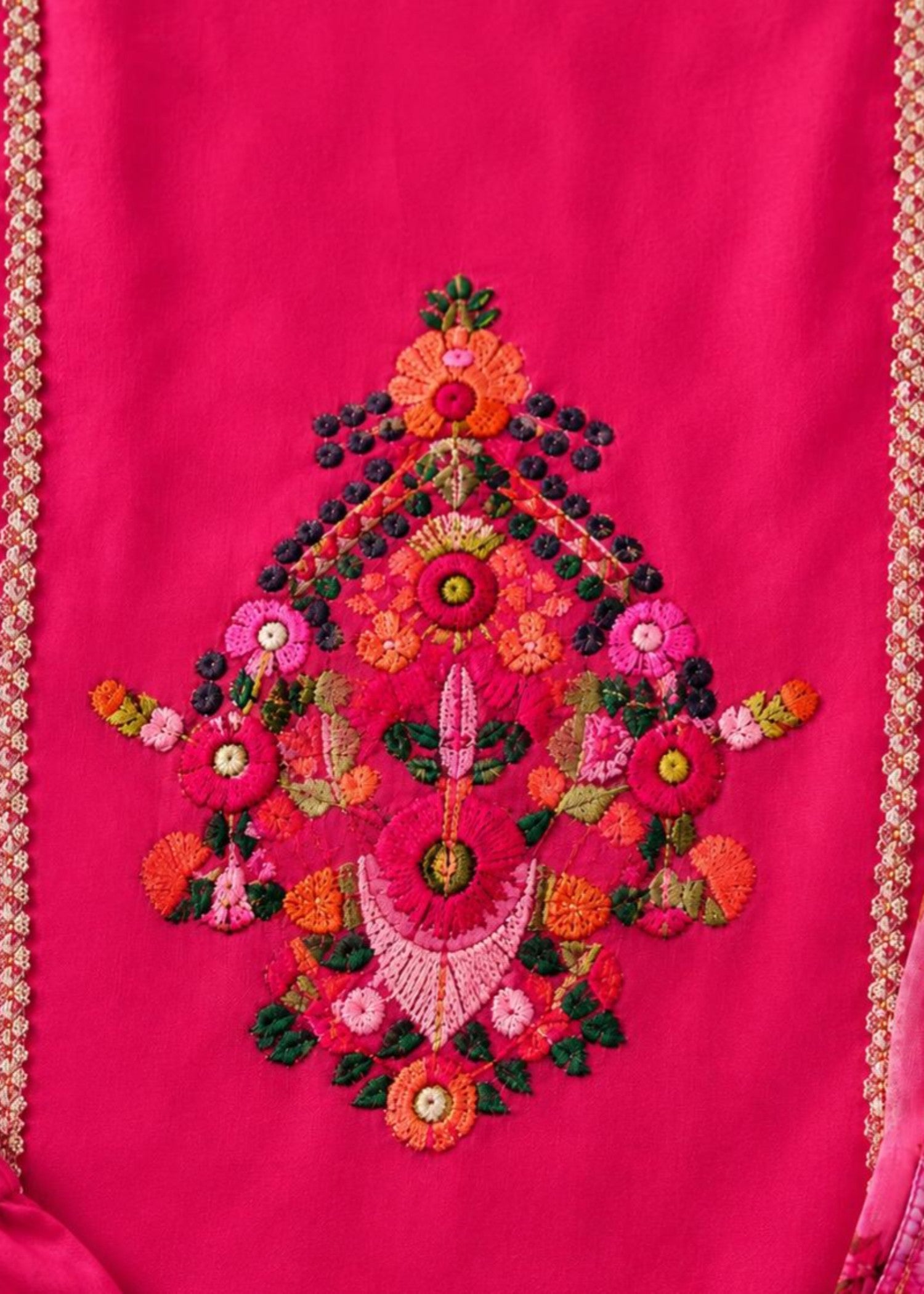 linen Kurta Set in Hot pink