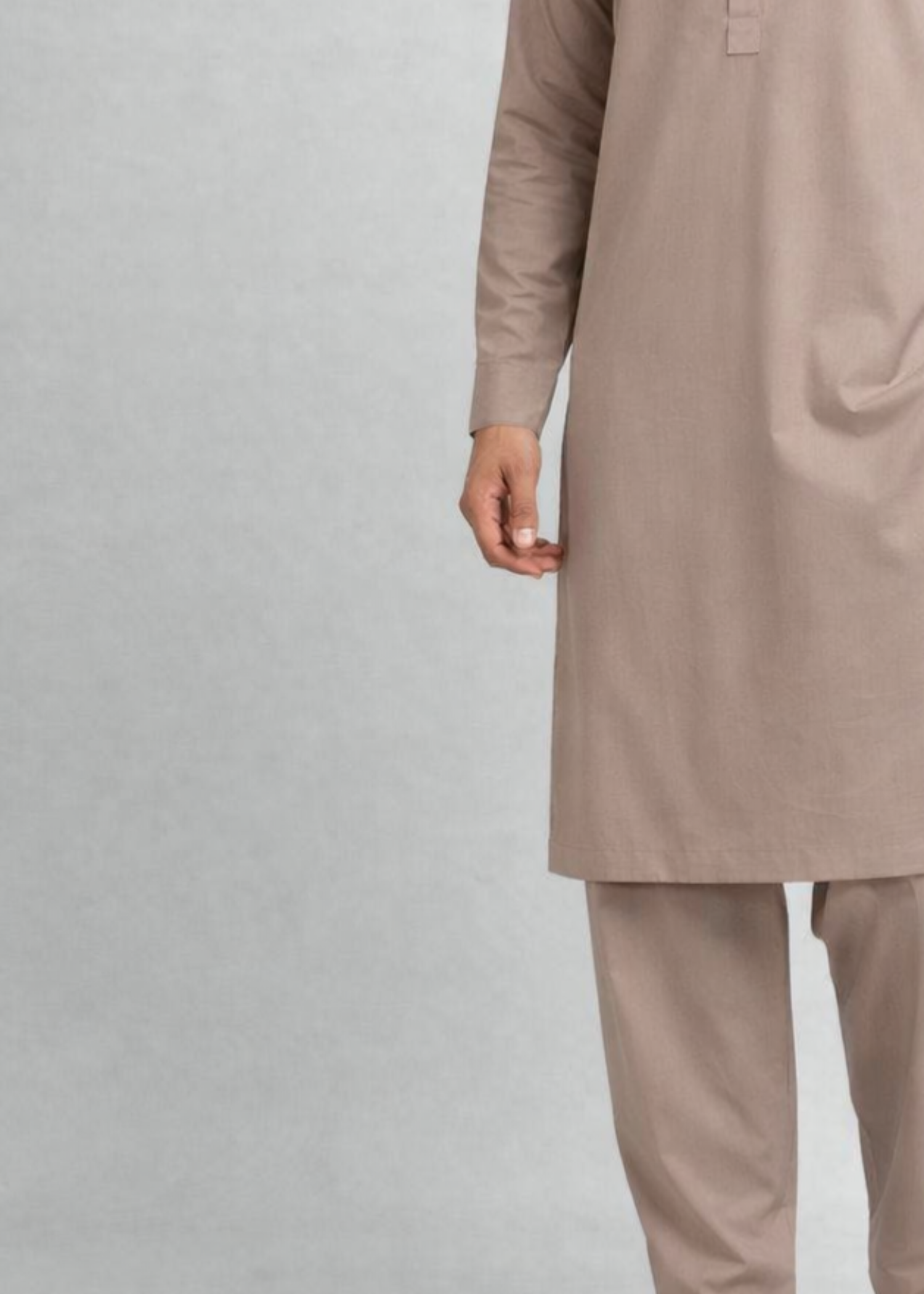 wash & wear Kurta Set in Khaki brown
