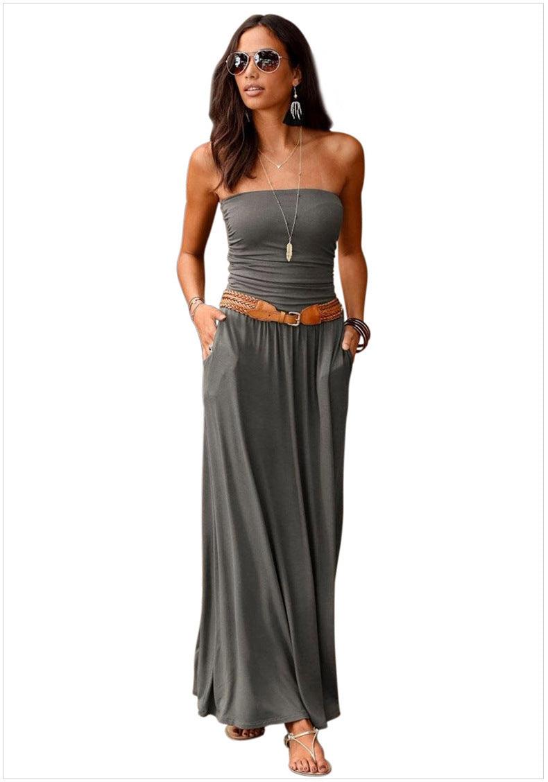 Bandeau Sleeveless Strapless Loose Long Dress