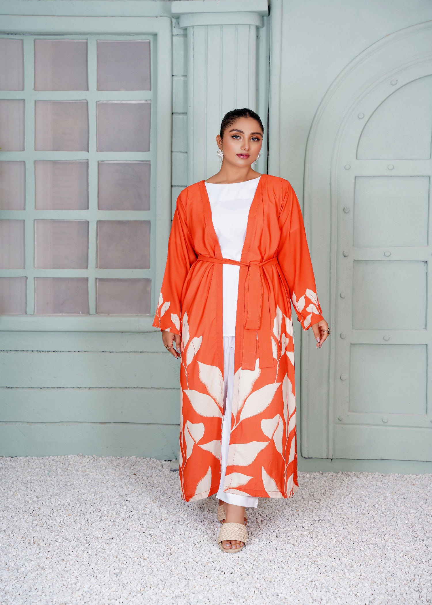 crepe Gown in Pumpkin orange