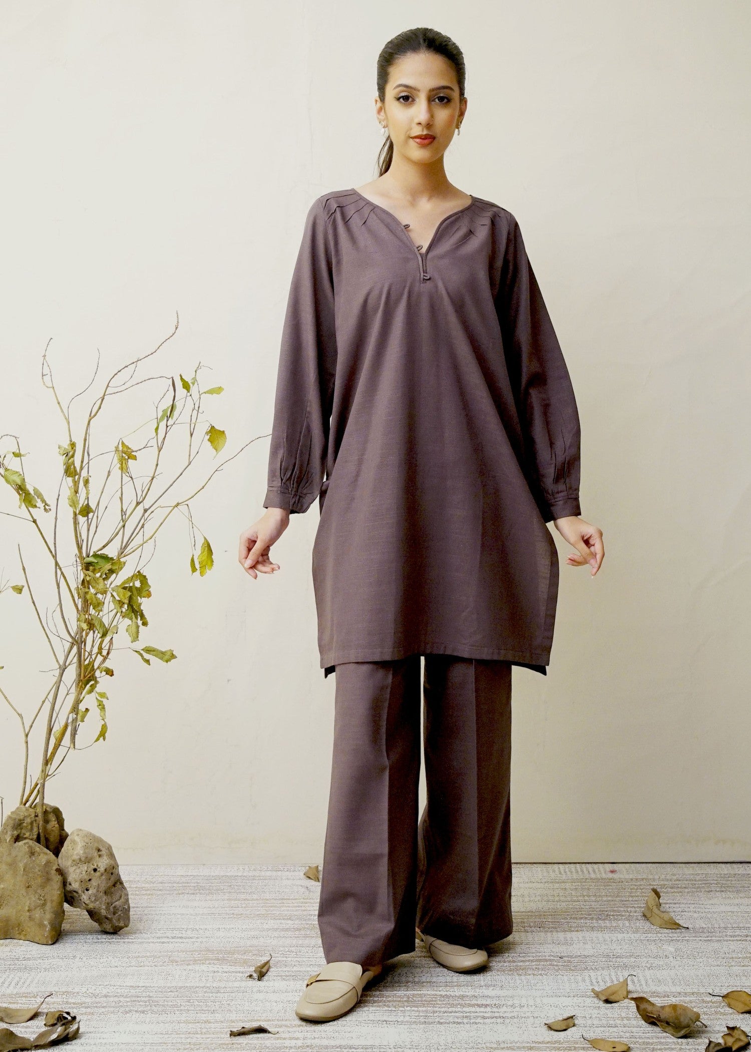 khaddar Co Ord Sets in Brown