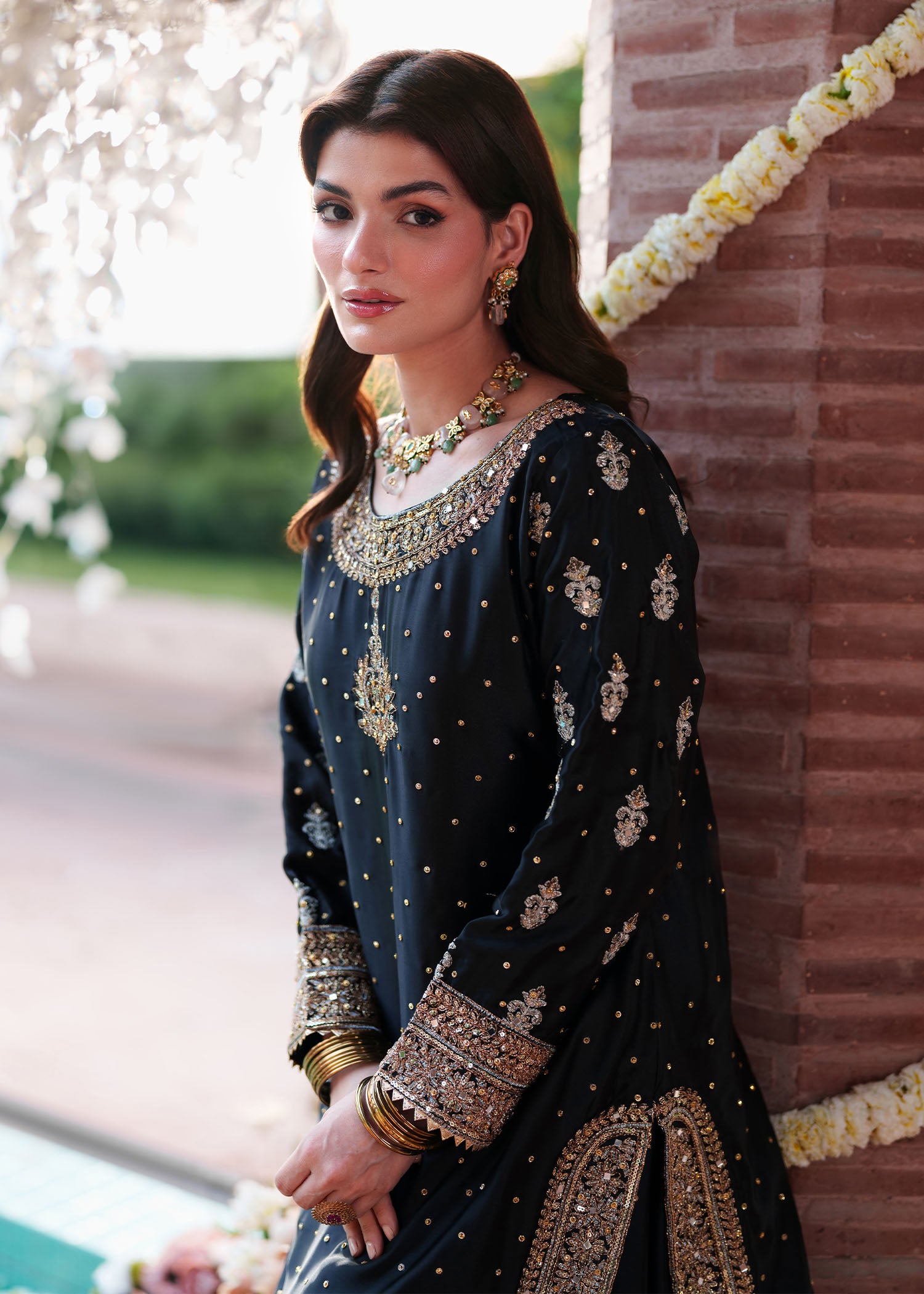 silk Lehenga in Black