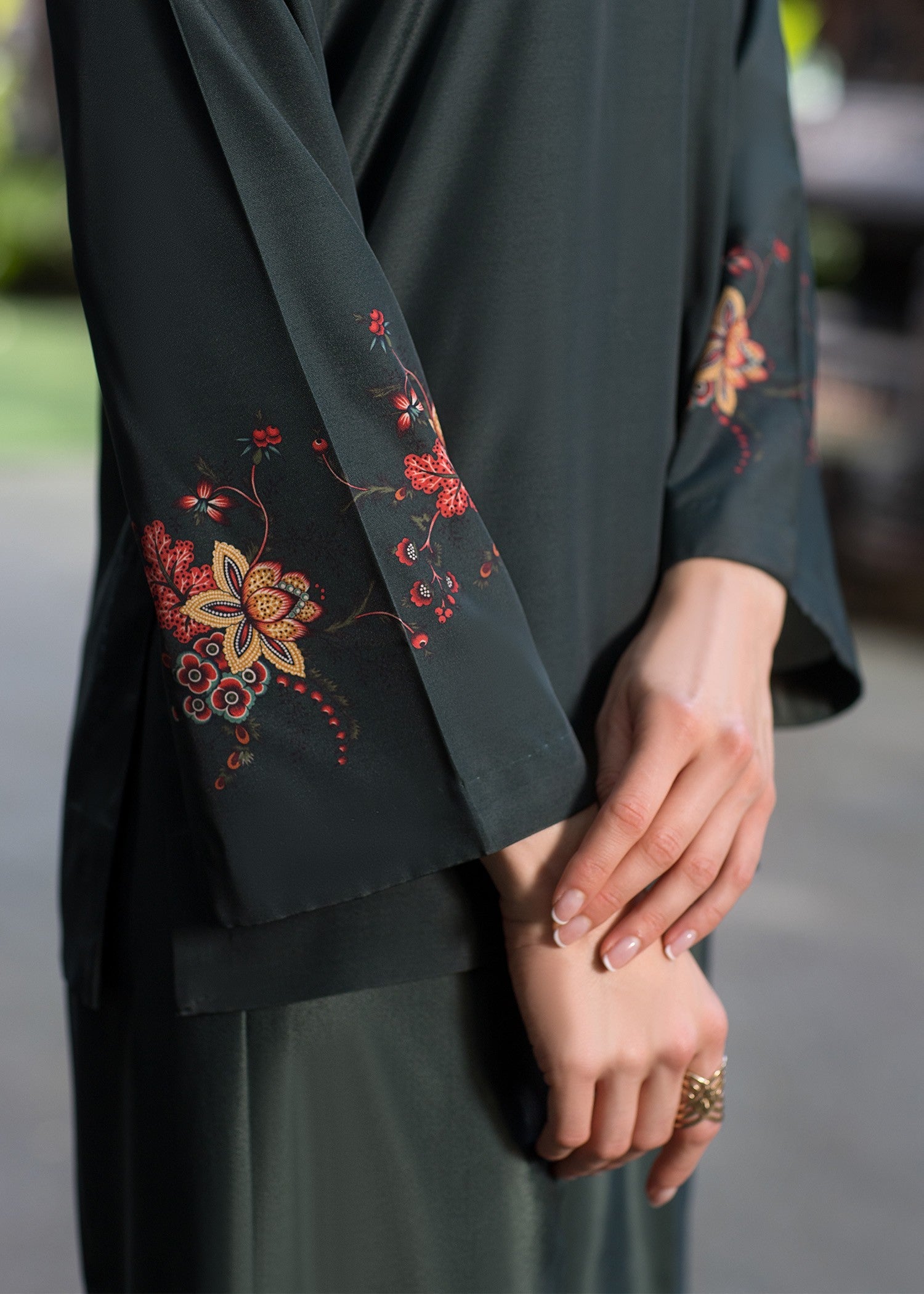 crepe Co ord Sets in Dark green
