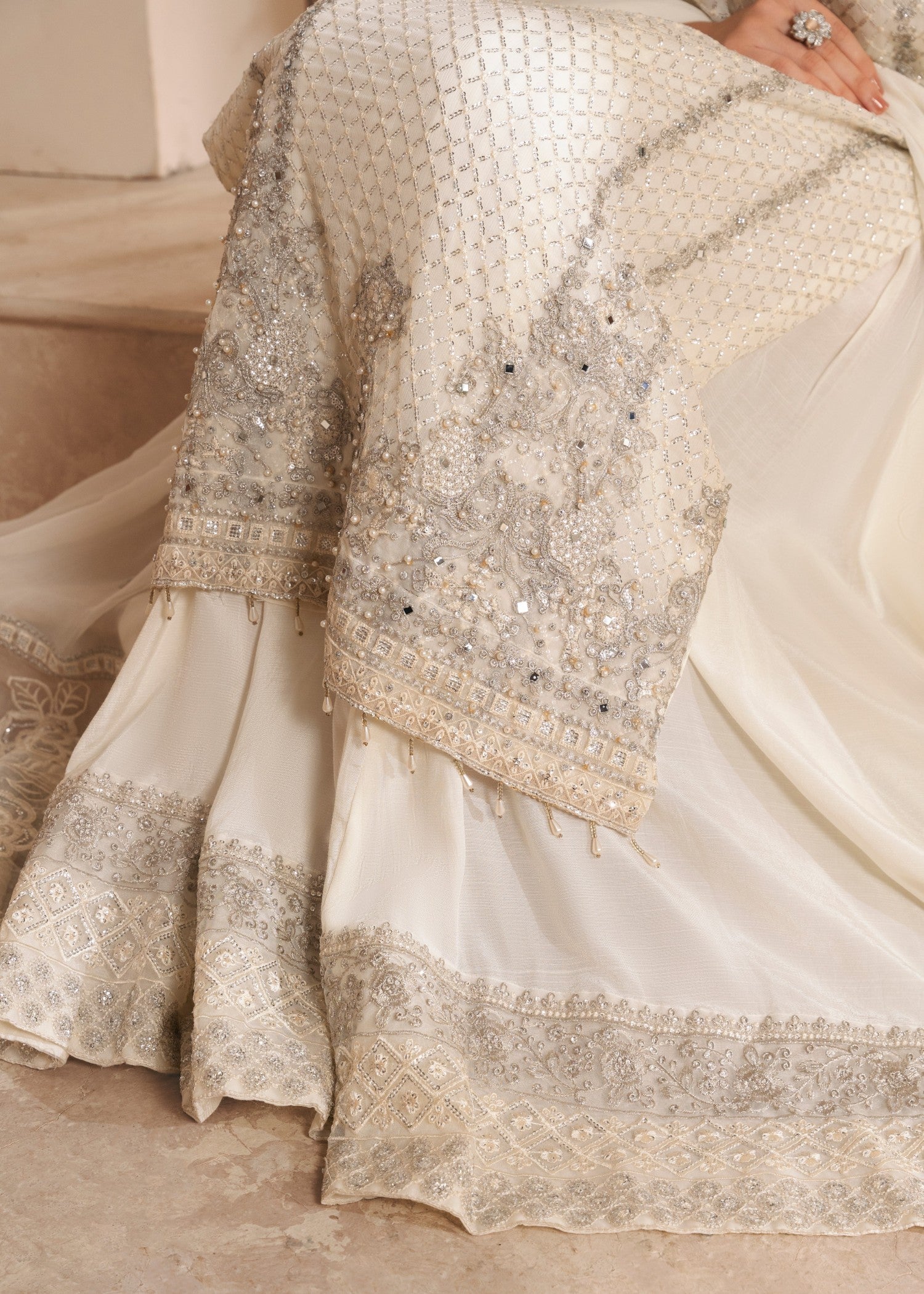 chiffon Sharara in Off-white