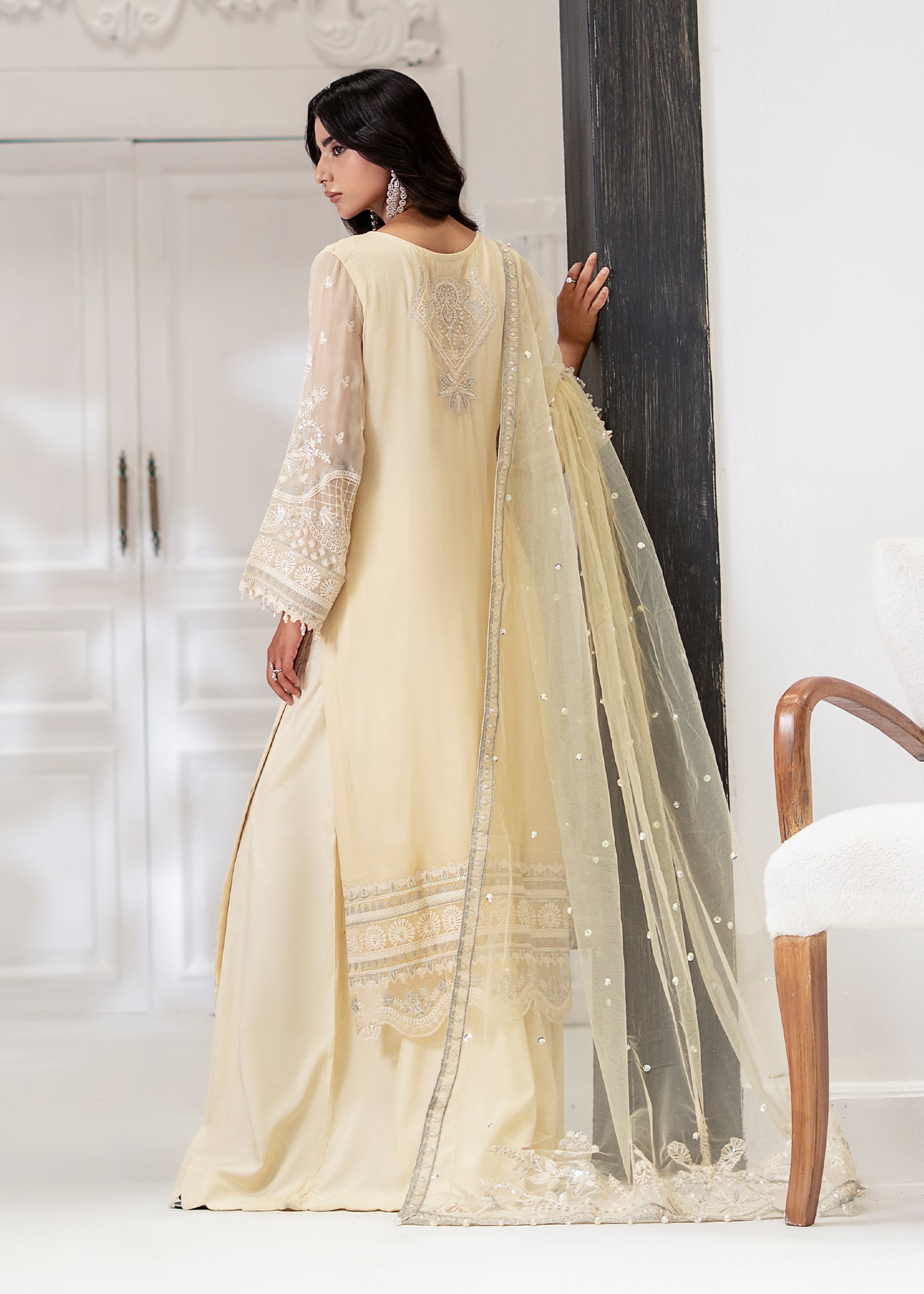 chiffon Sharara in Cream