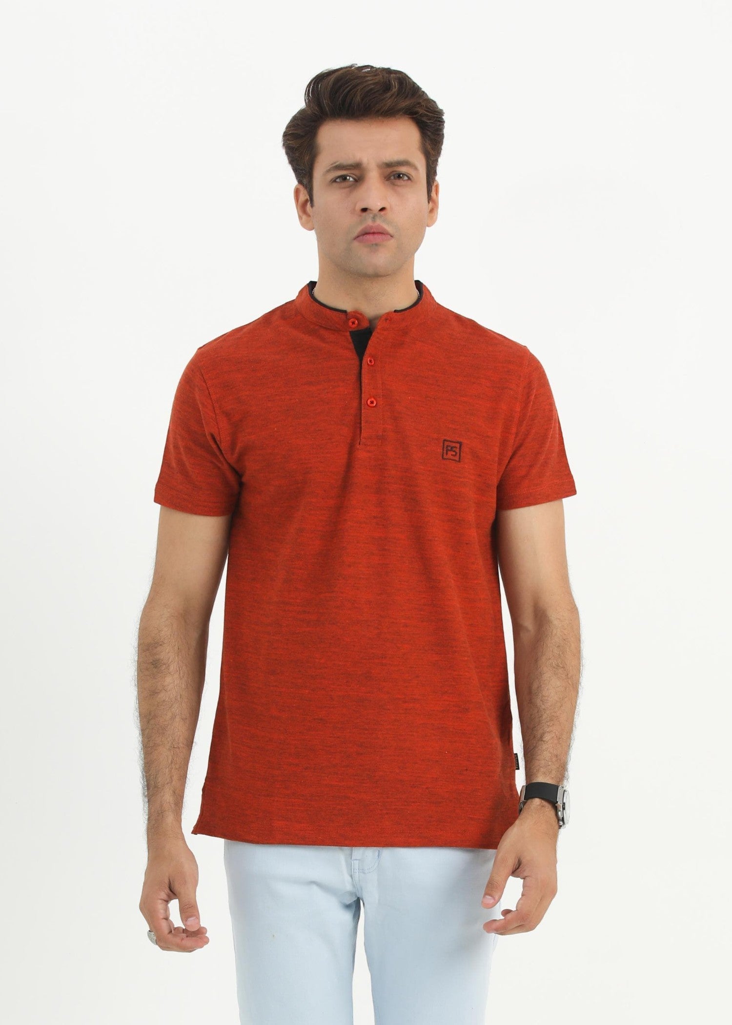 porque/pique T Shirt in Rust orange