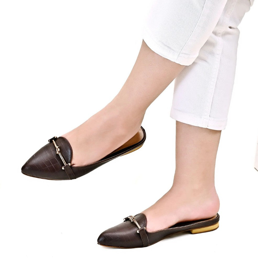 Mules in Brown by - High Quality Women Mules ZOR1449
