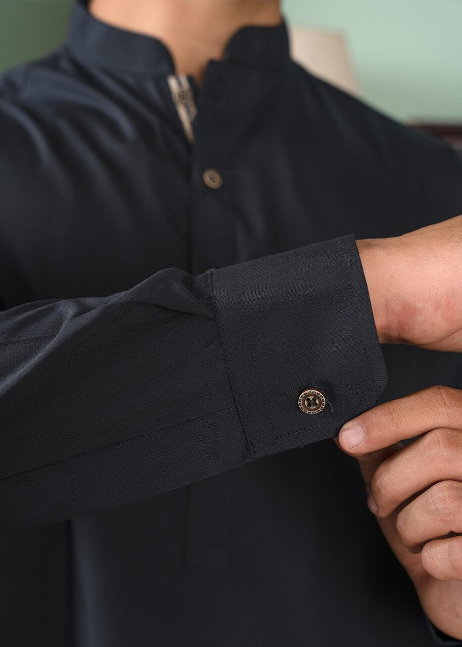 wash & wear Shalwar Kameez in Charcoal black