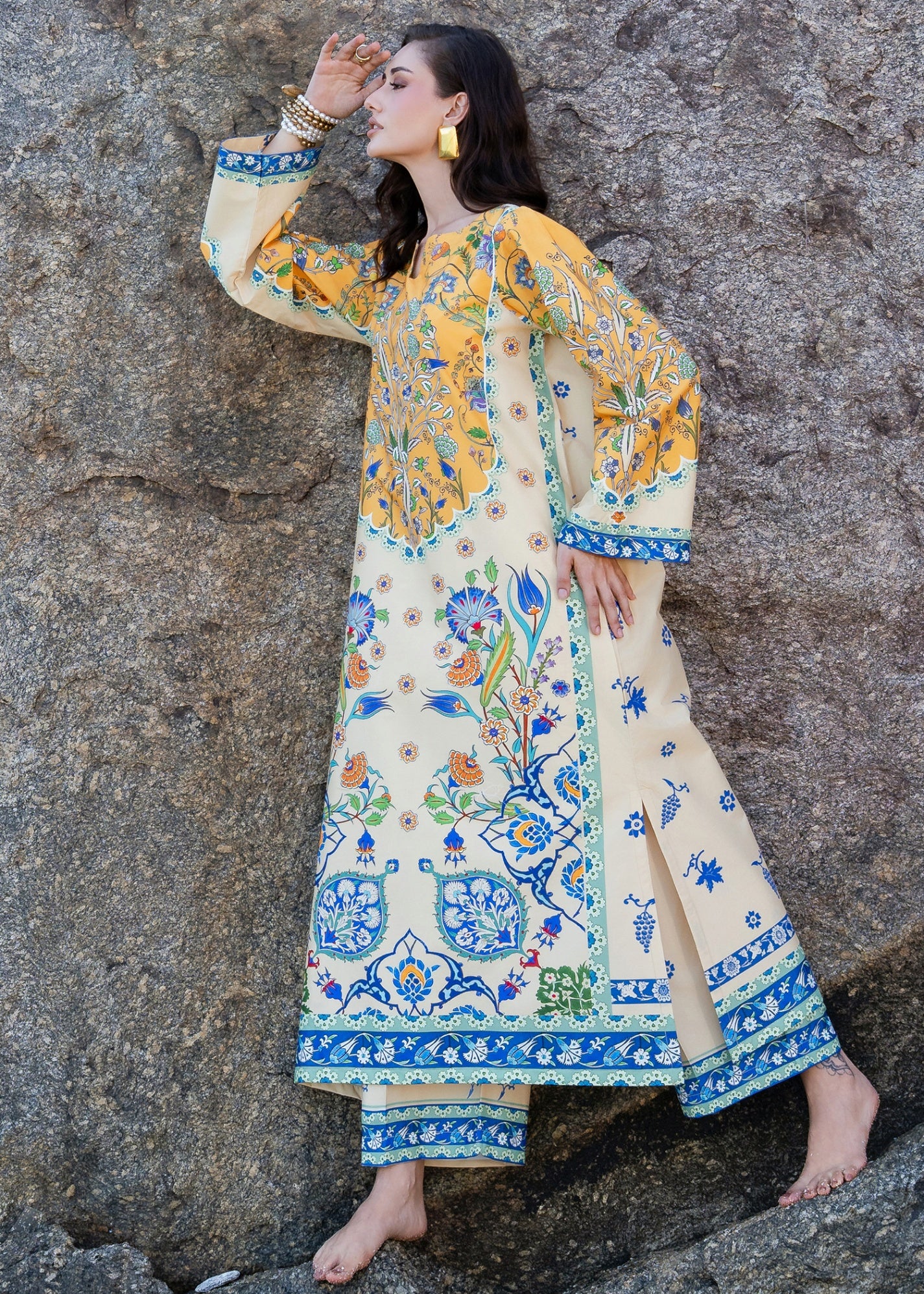 silk grip Kaftan in Multi