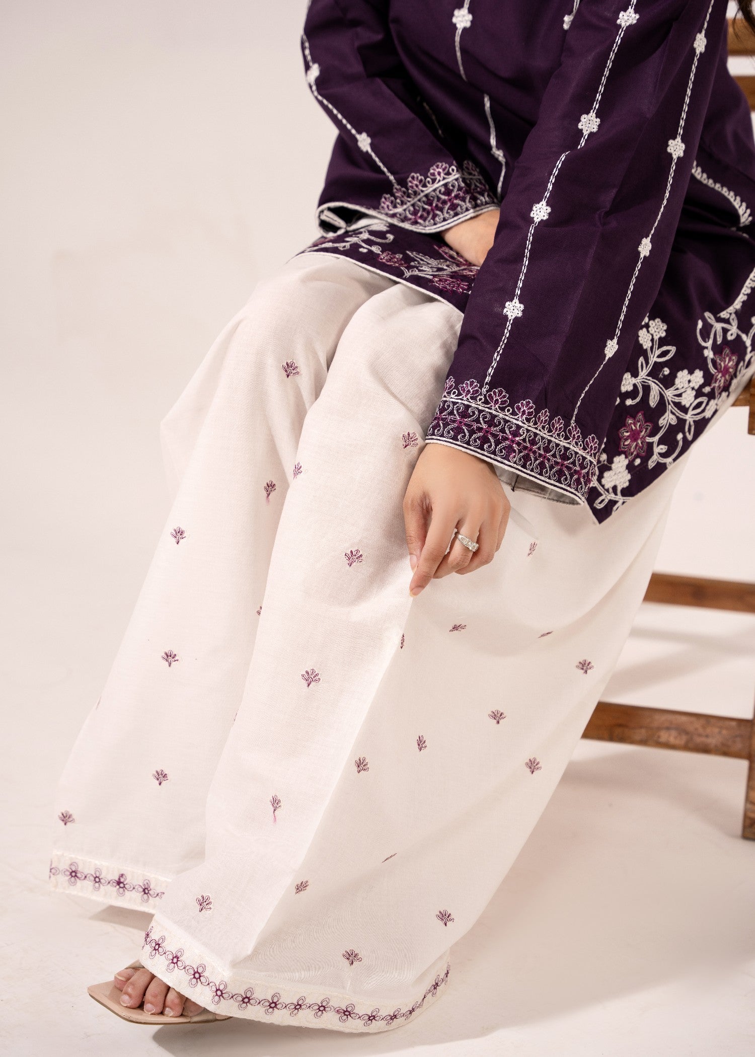 lawn Kurta Set in Plum