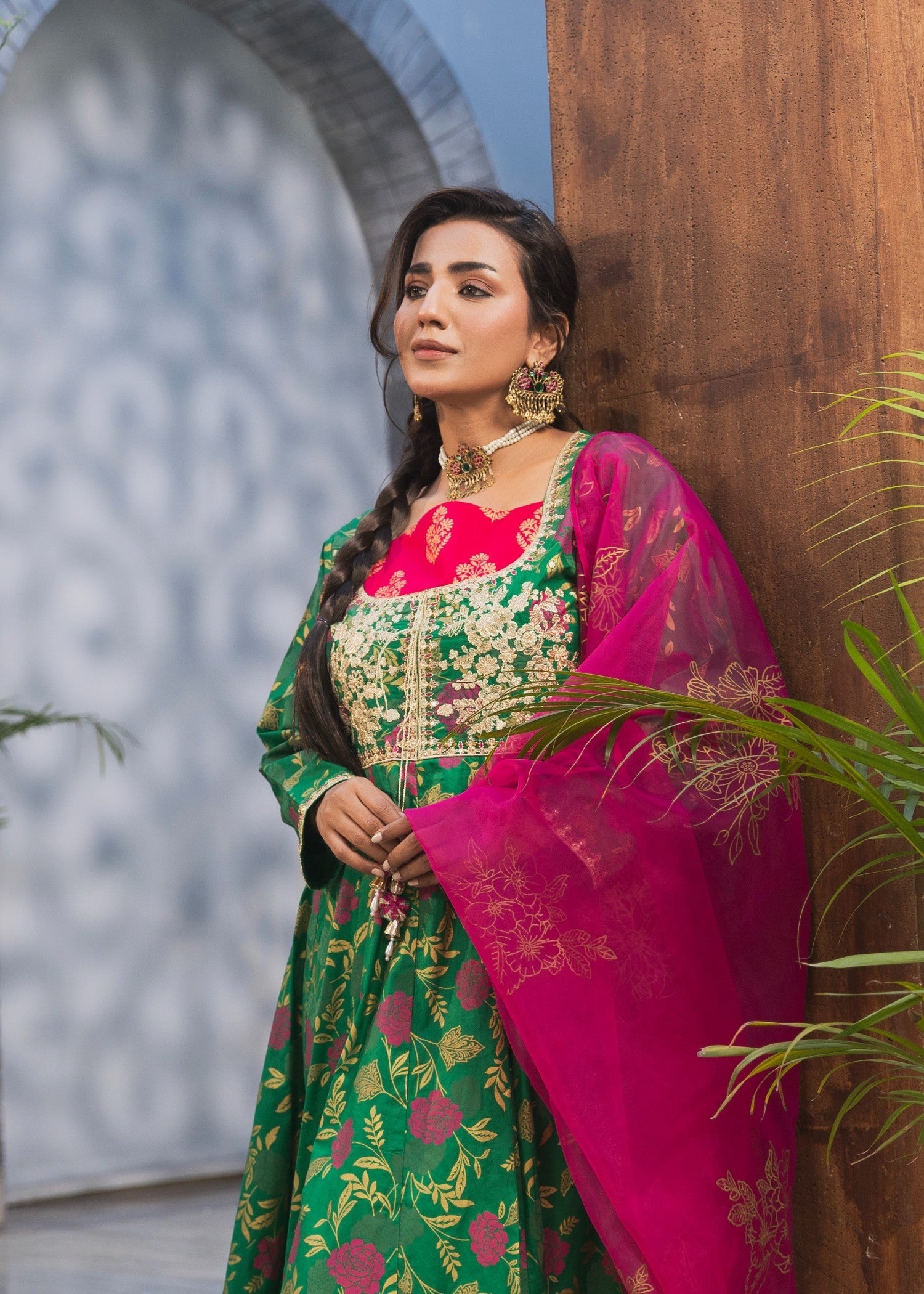 cotton Pishwas in Green