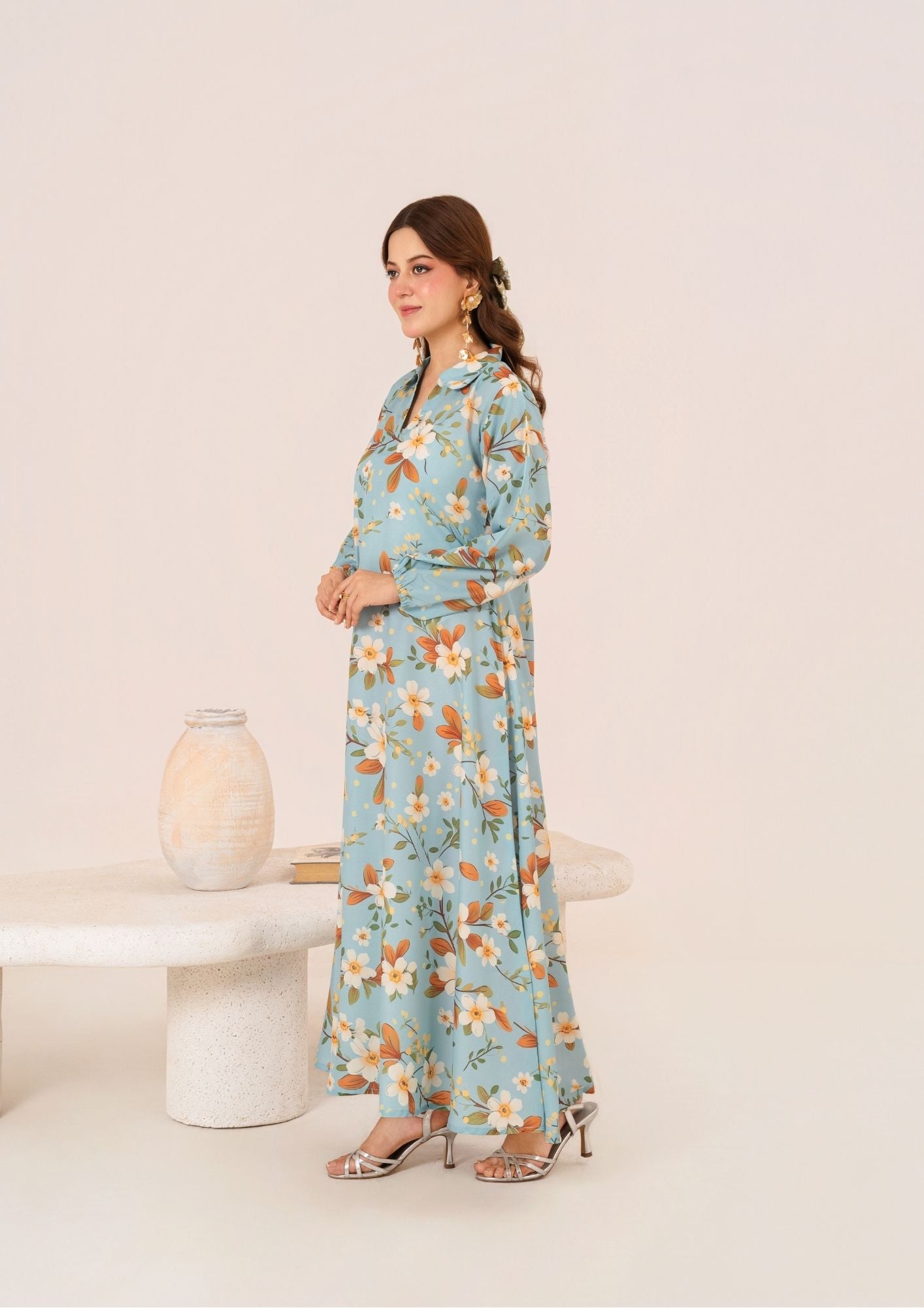 swiss cotton Pishwas in Ice blue