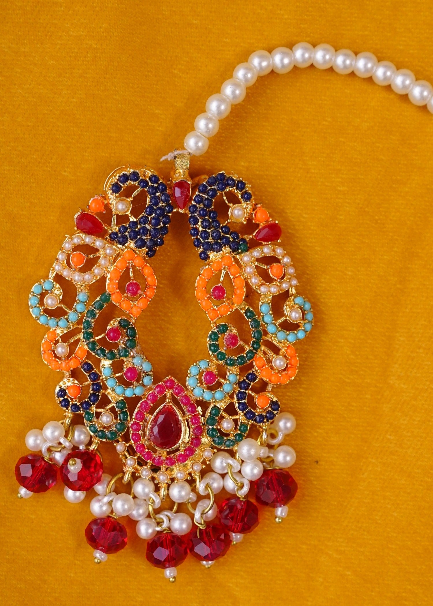 Jewelry Set in Sea green, pearl white, ruby red Color by - Trendy Women Jewelry Set QAT8623