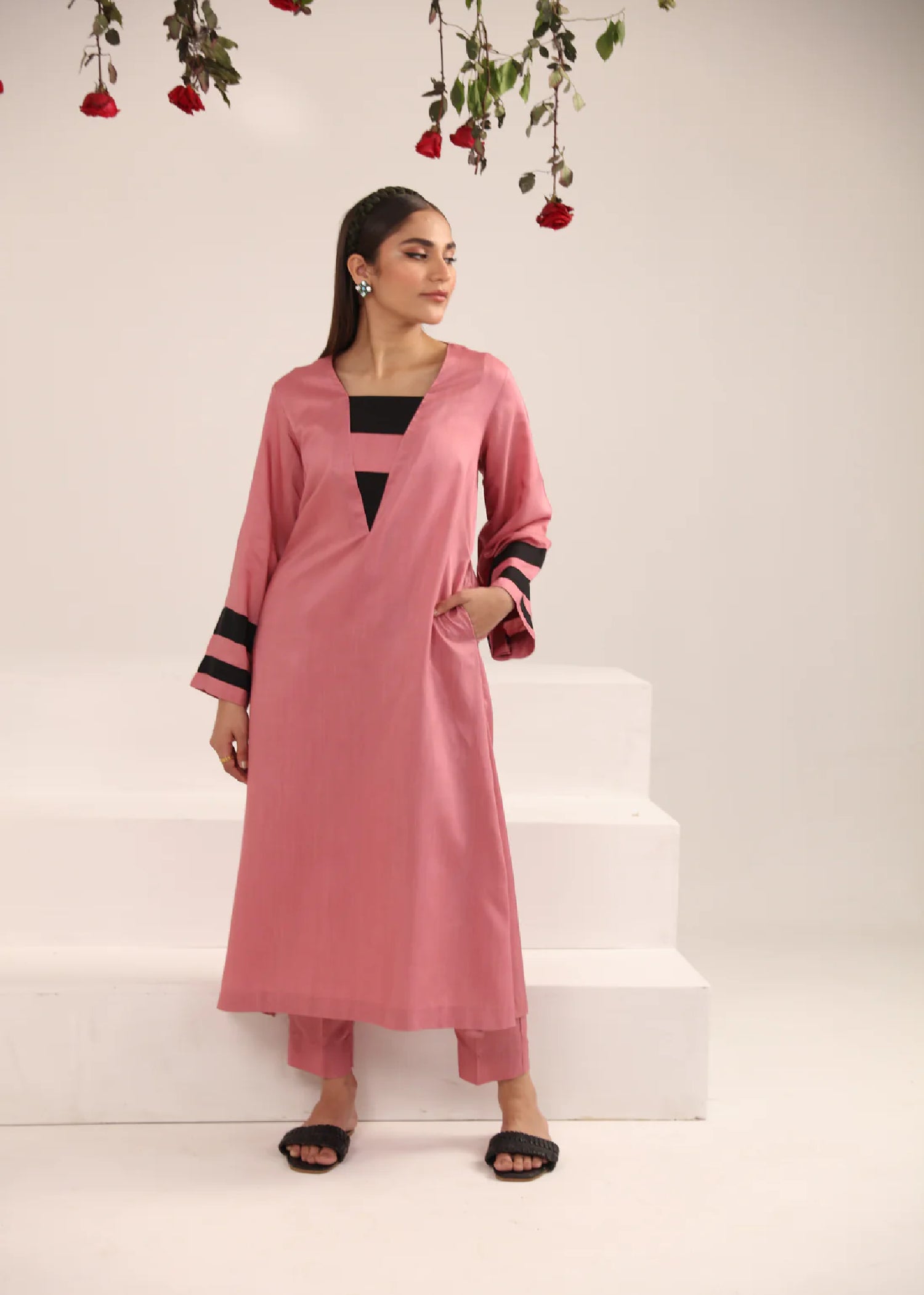 viscose Kurta Set in Salmon