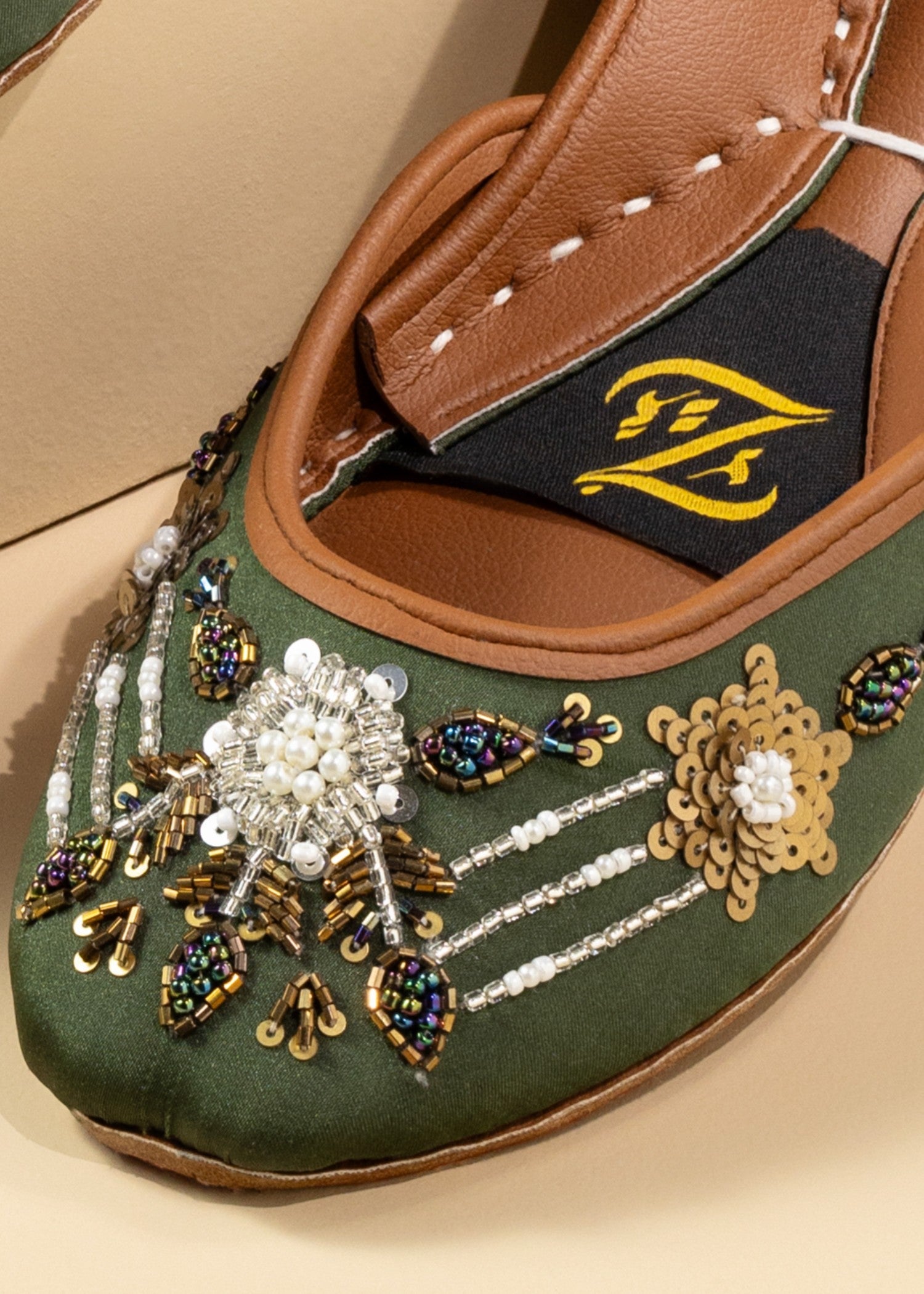 Khussa in Fern green by - High Quality Women Khussa UZT1035
