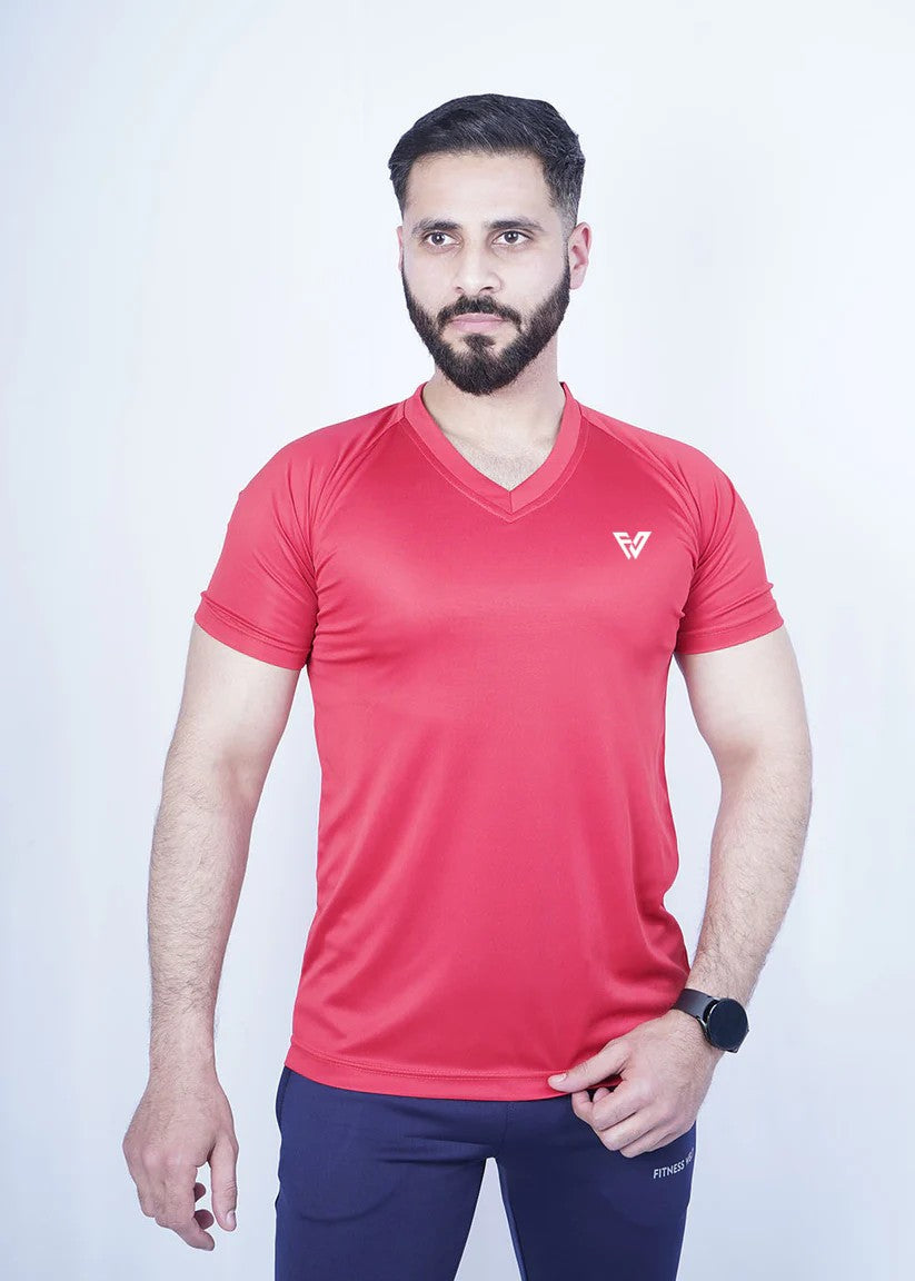 polyester T Shirt in Coral pink