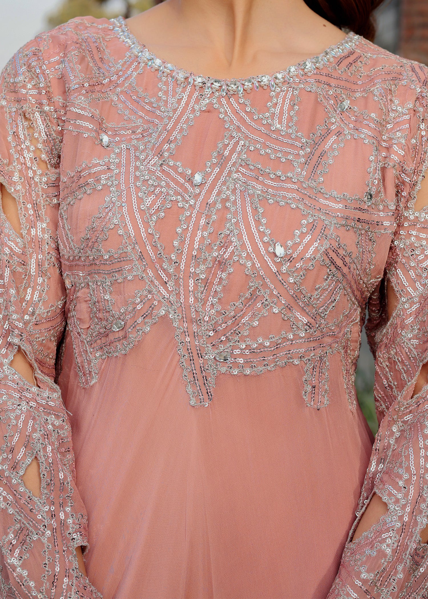 chiffon Short Frock in Peach orange
