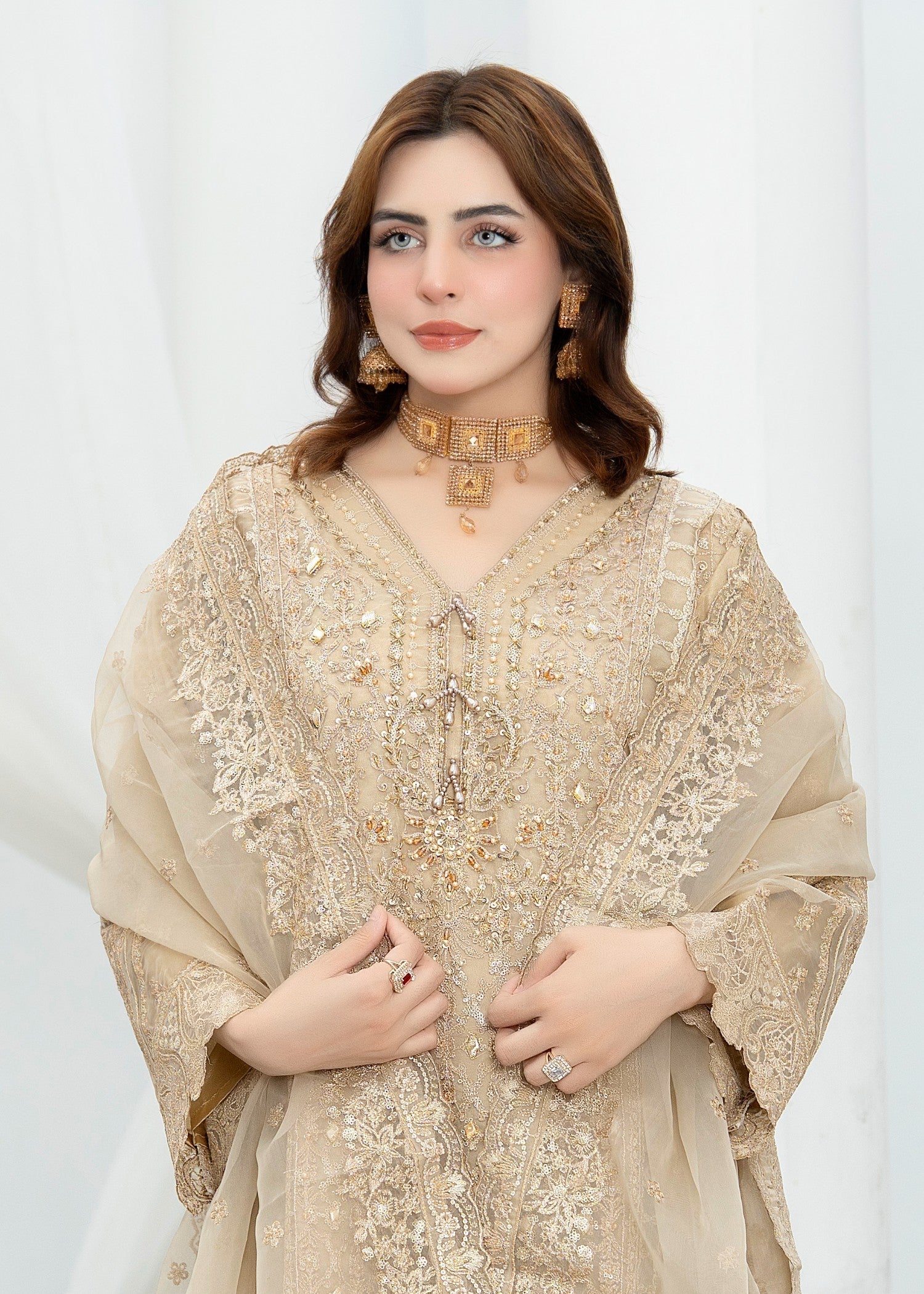 chiffon Kurta Set in Vanilla