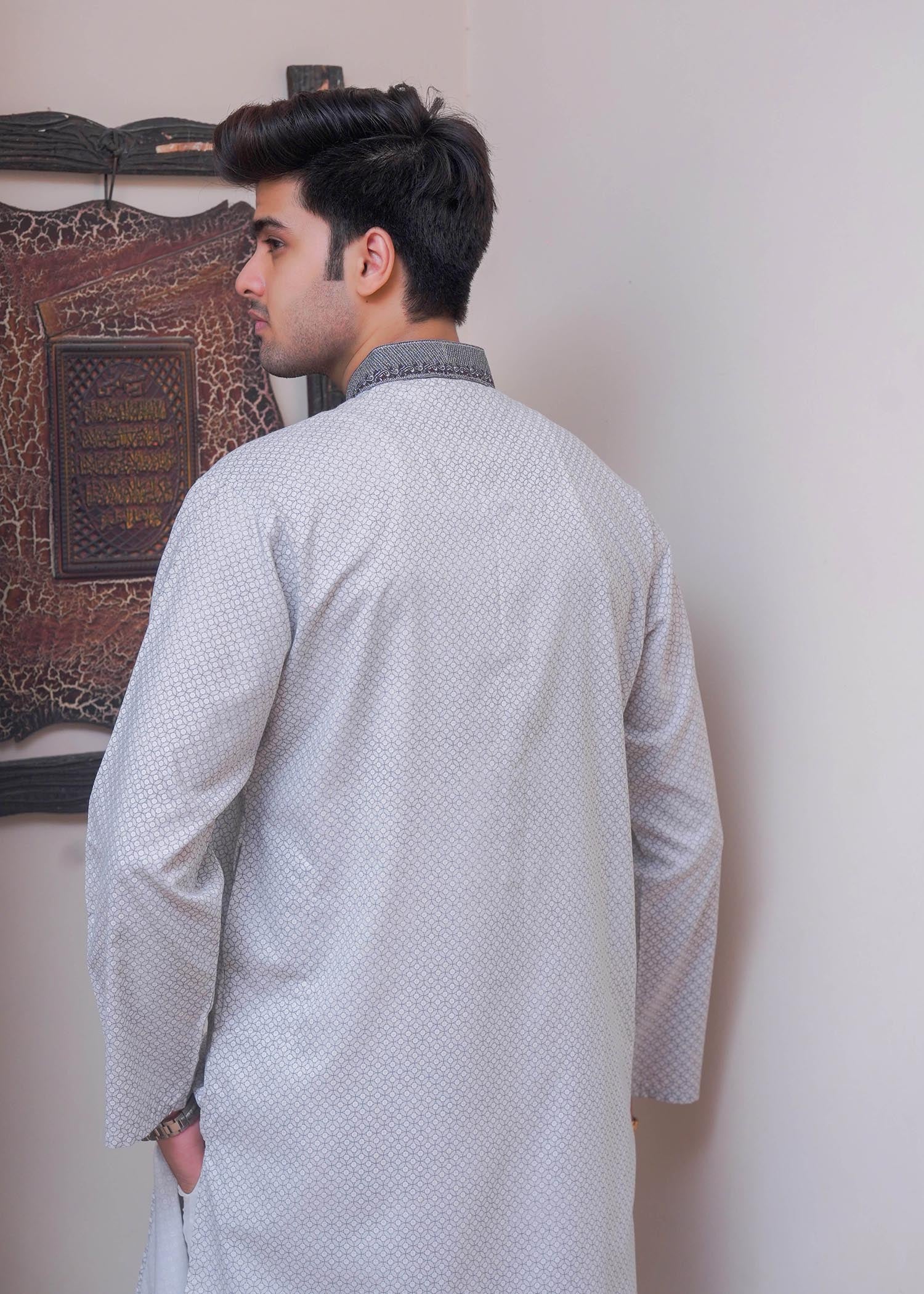 textured wash & wear Kurta in Grey