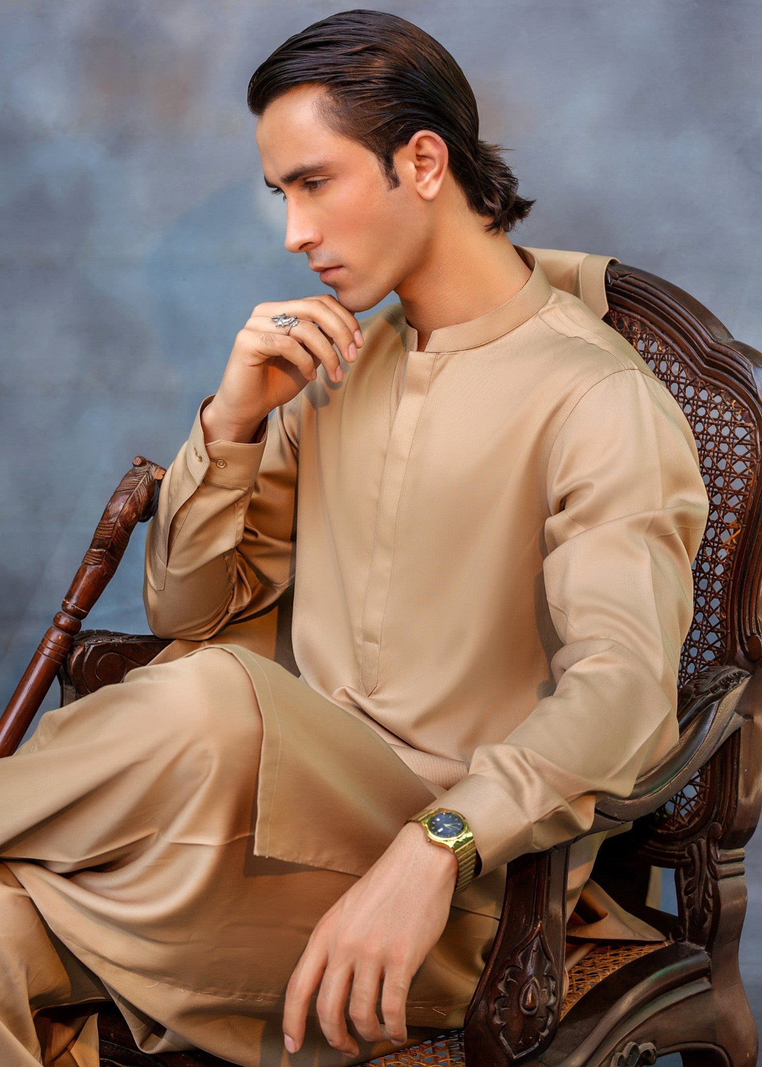 suiting Shalwar Kameez in Beige