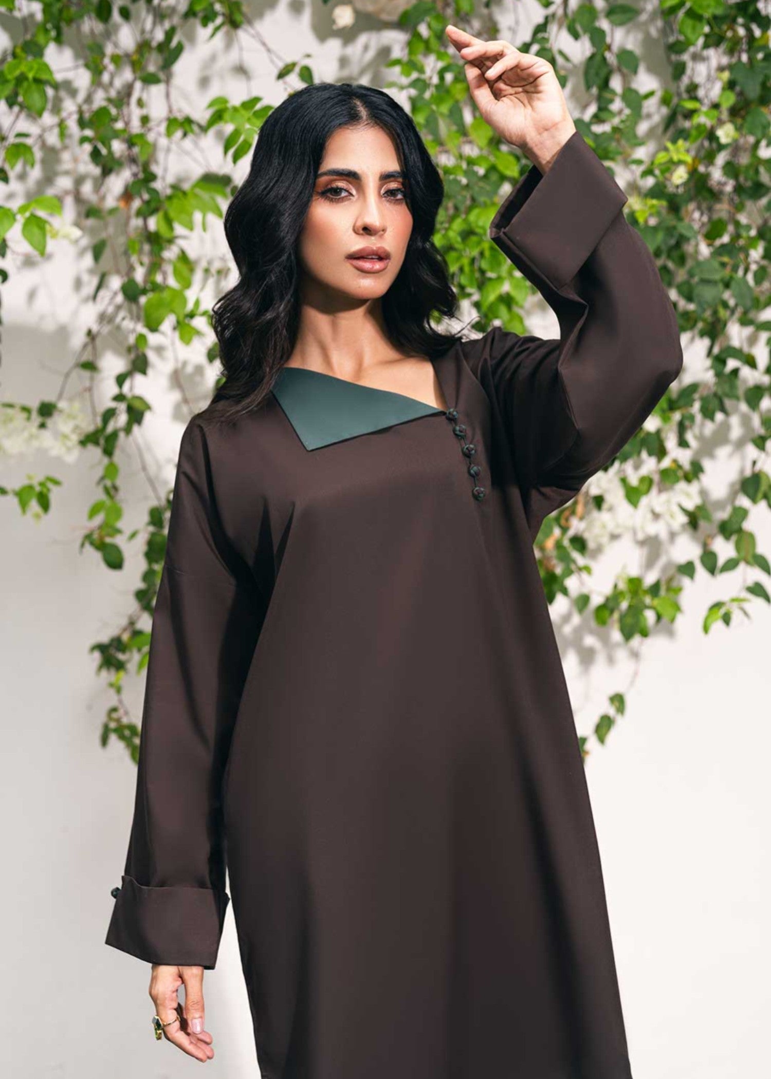 blended satin Co ord Sets in Dark brown