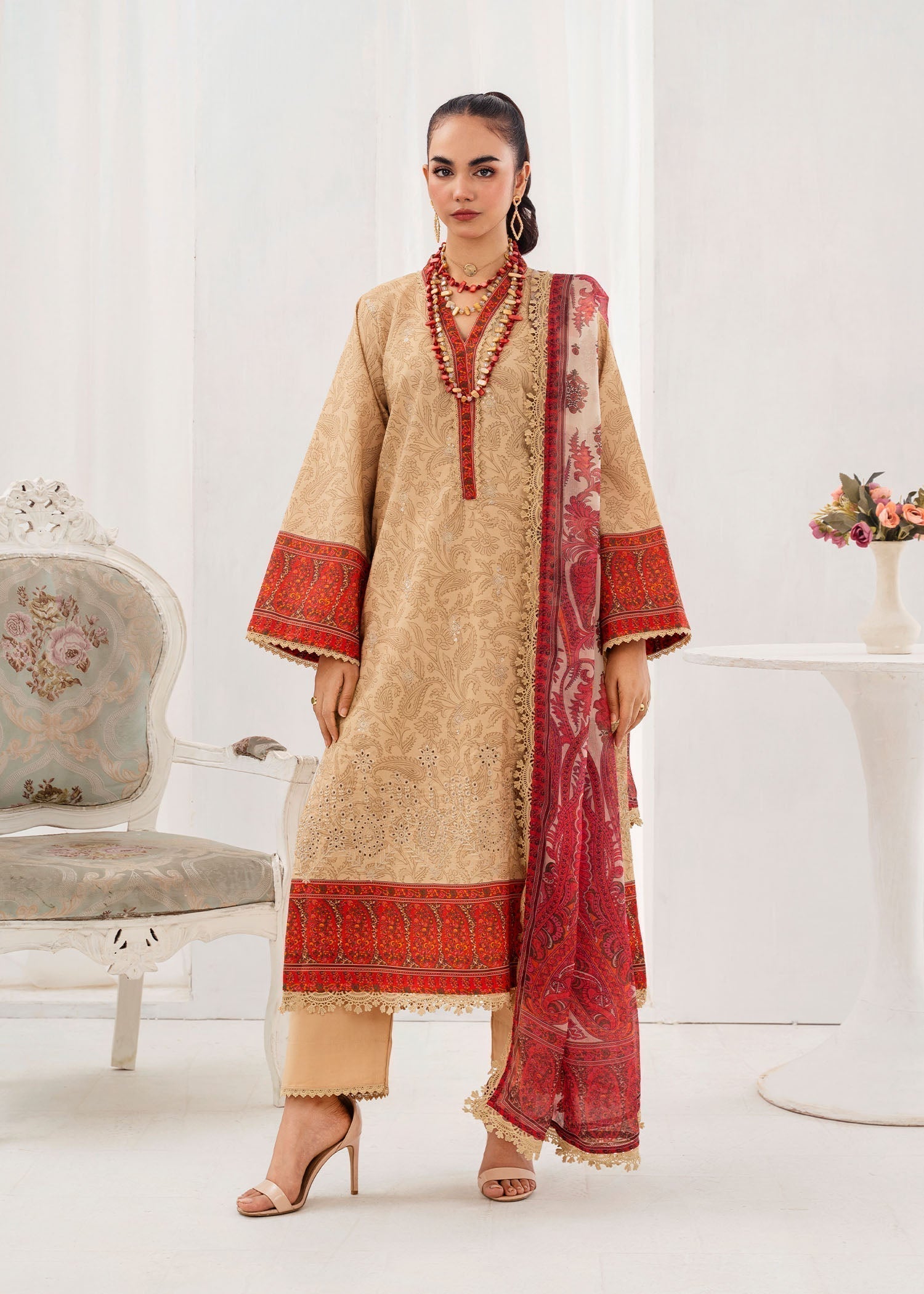 lawn Kurta Set in Wheat
