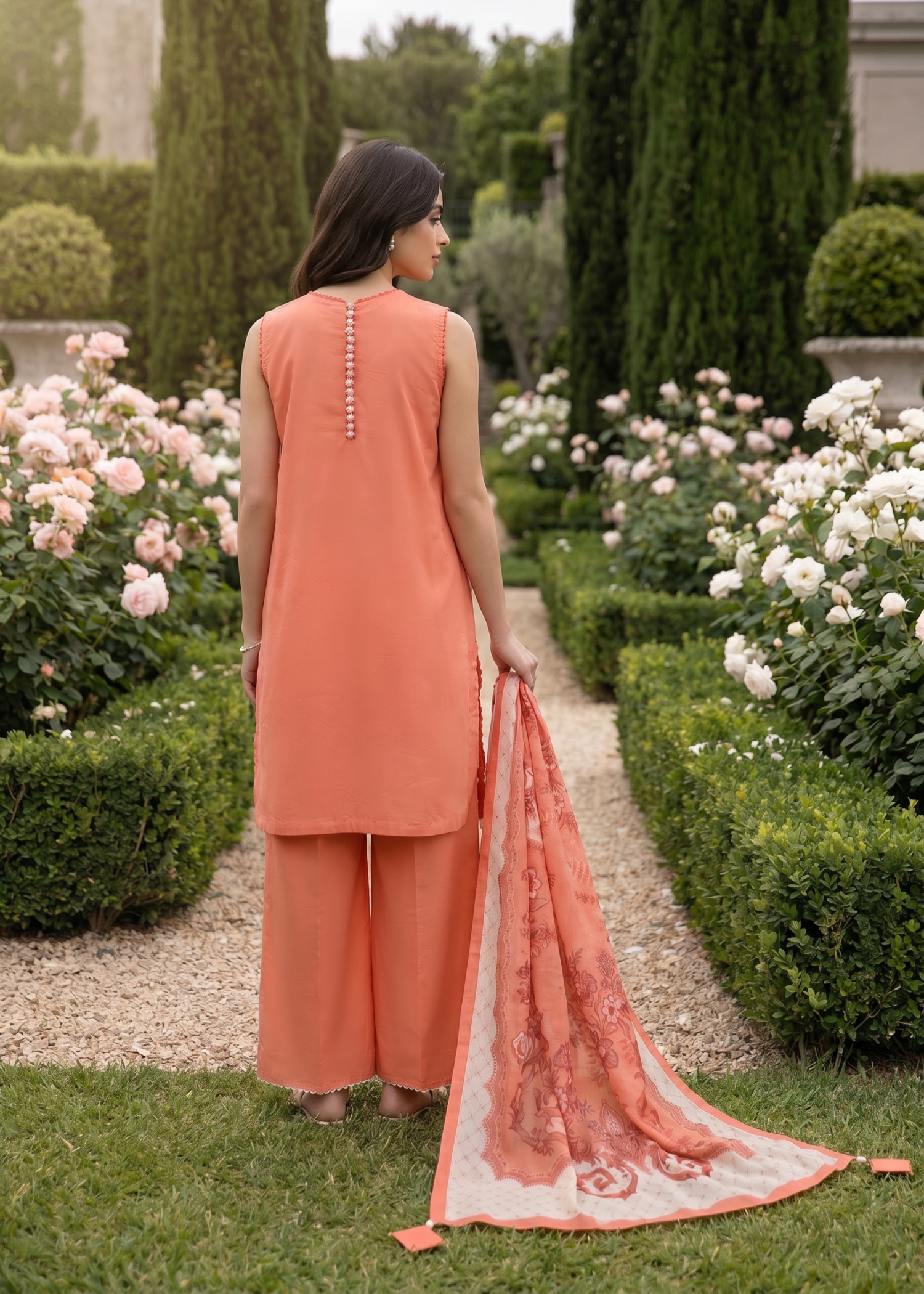 lawn Unstitched in Sunset orange