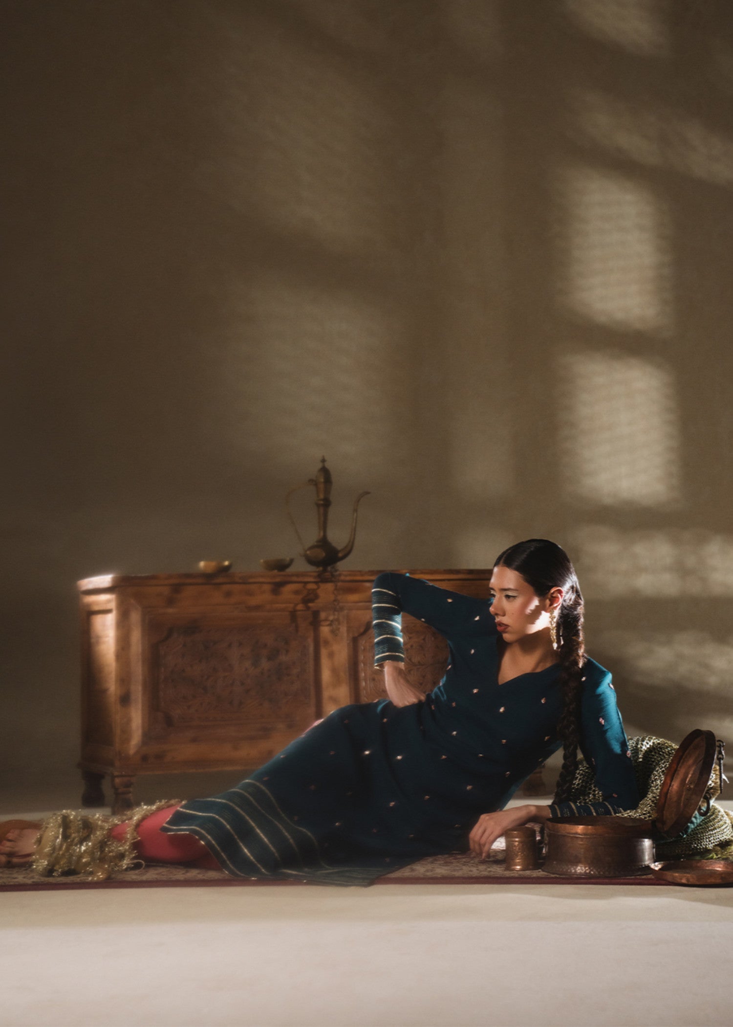 pk raw silk Kurta Set in Teal