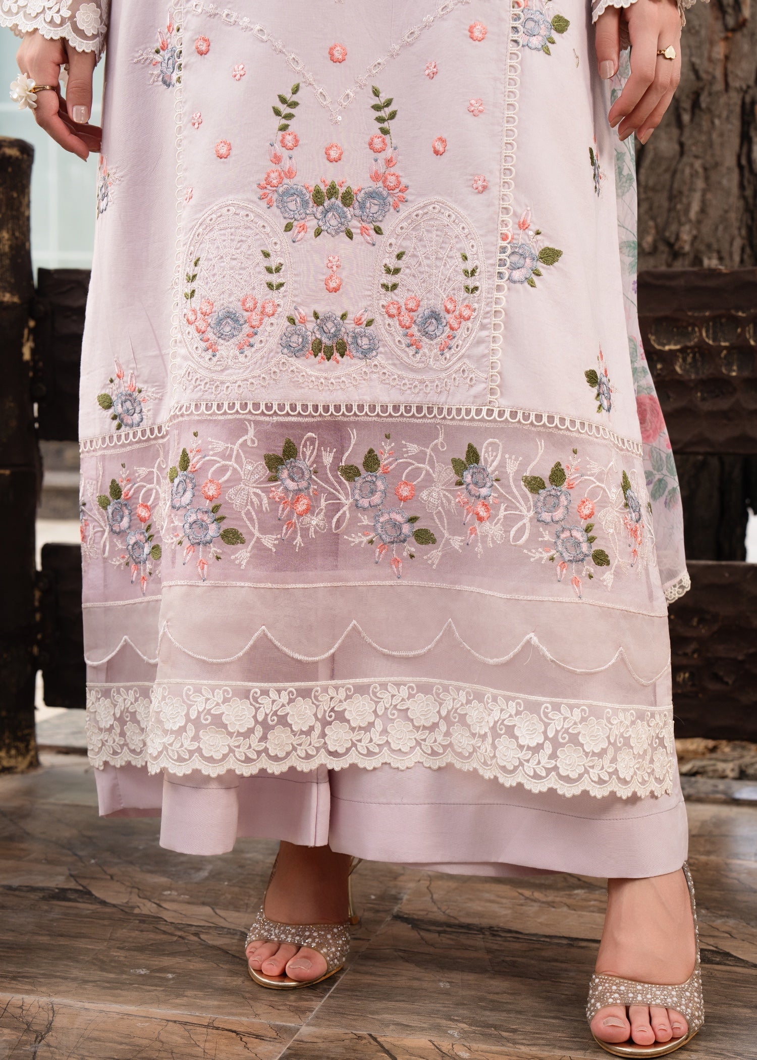 lawn Kurta Set in Pastel pink